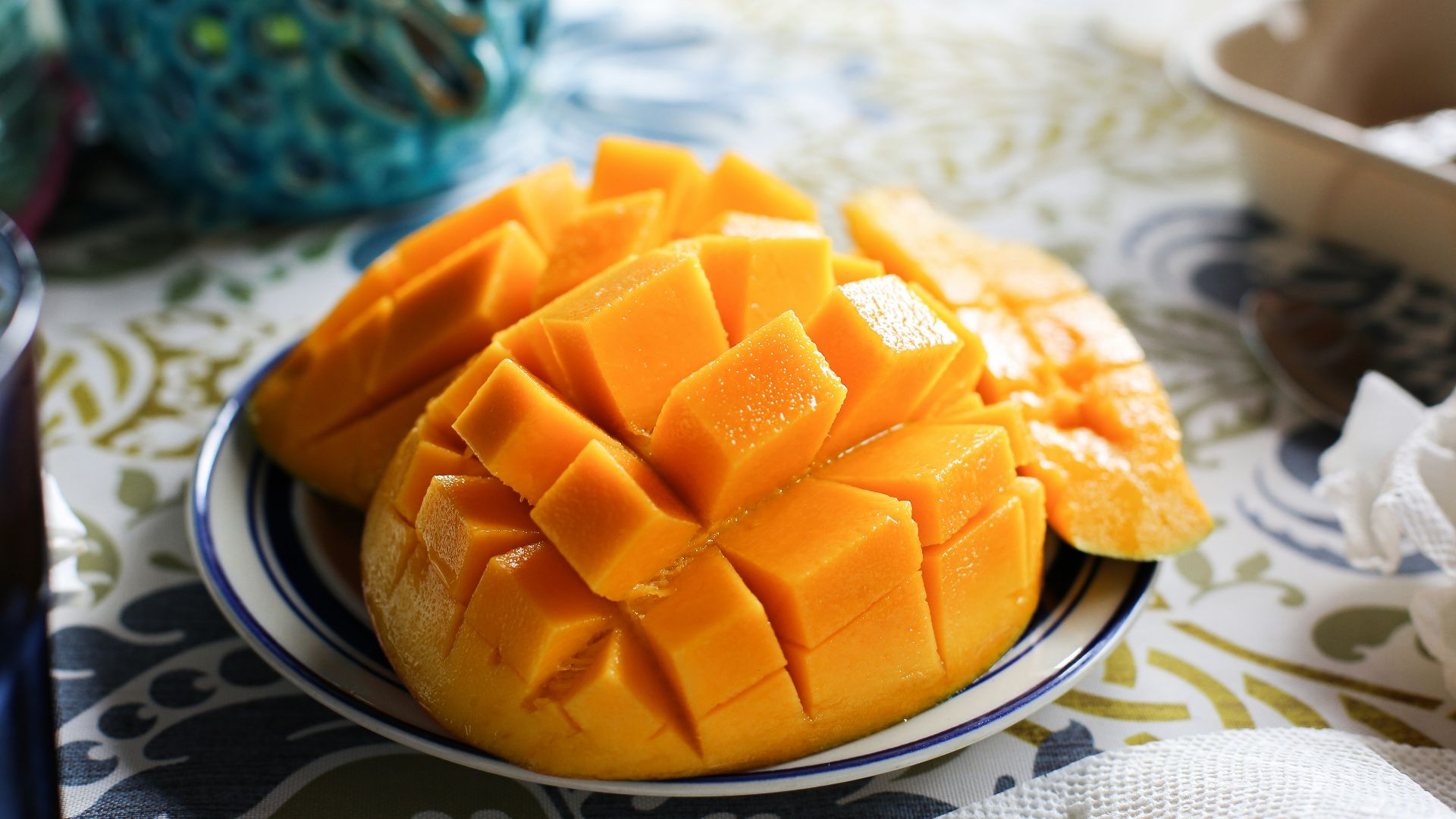 a close up of a plate of fruit on a table