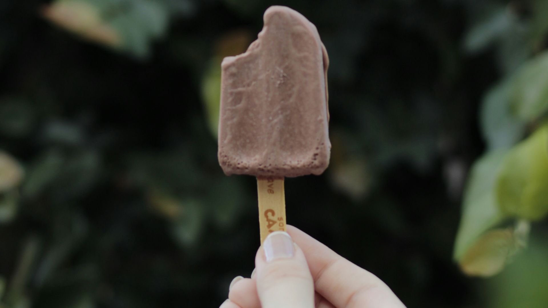 person holding brown ice cream