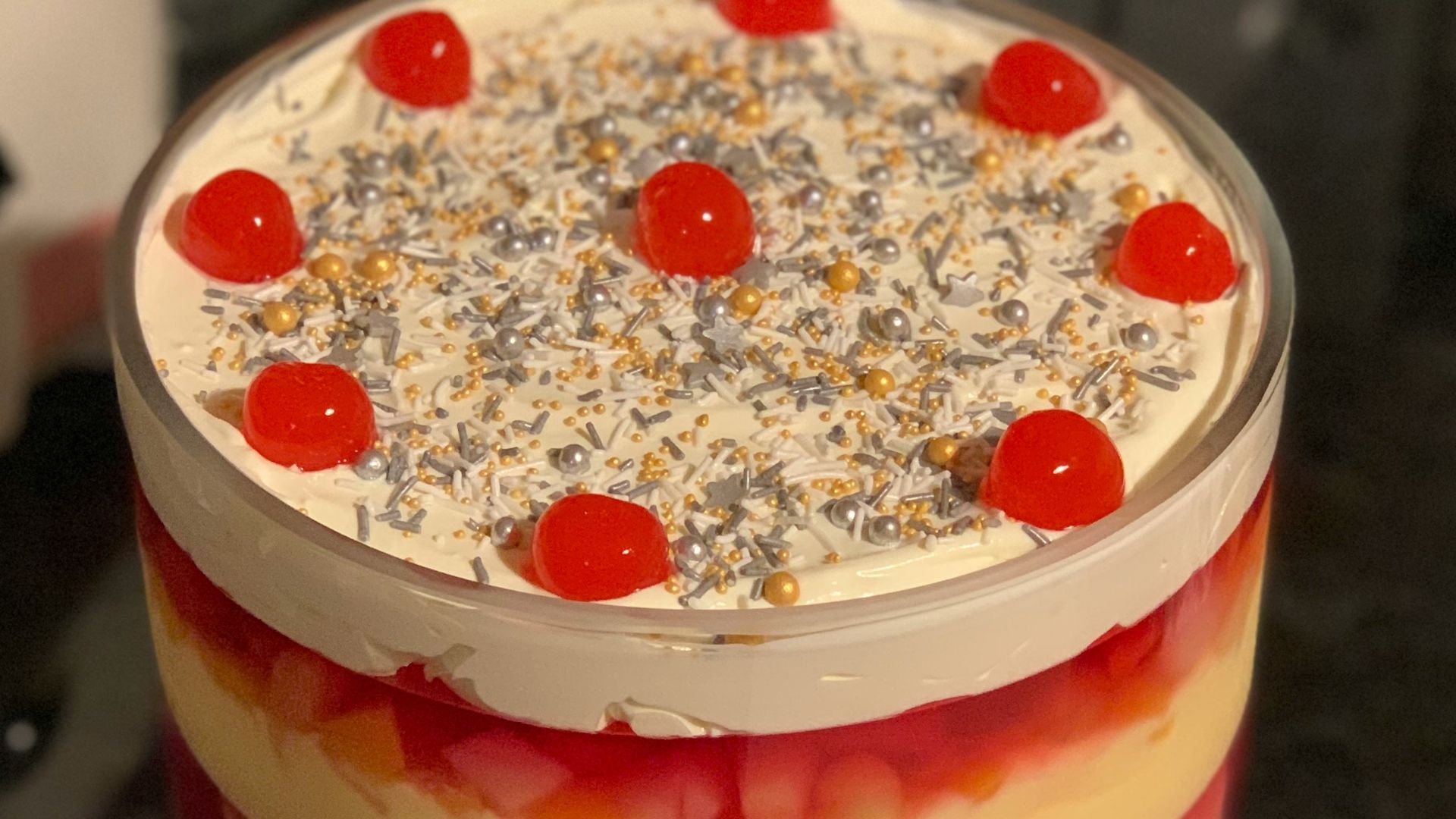 strawberry and strawberry ice cream in clear glass cup