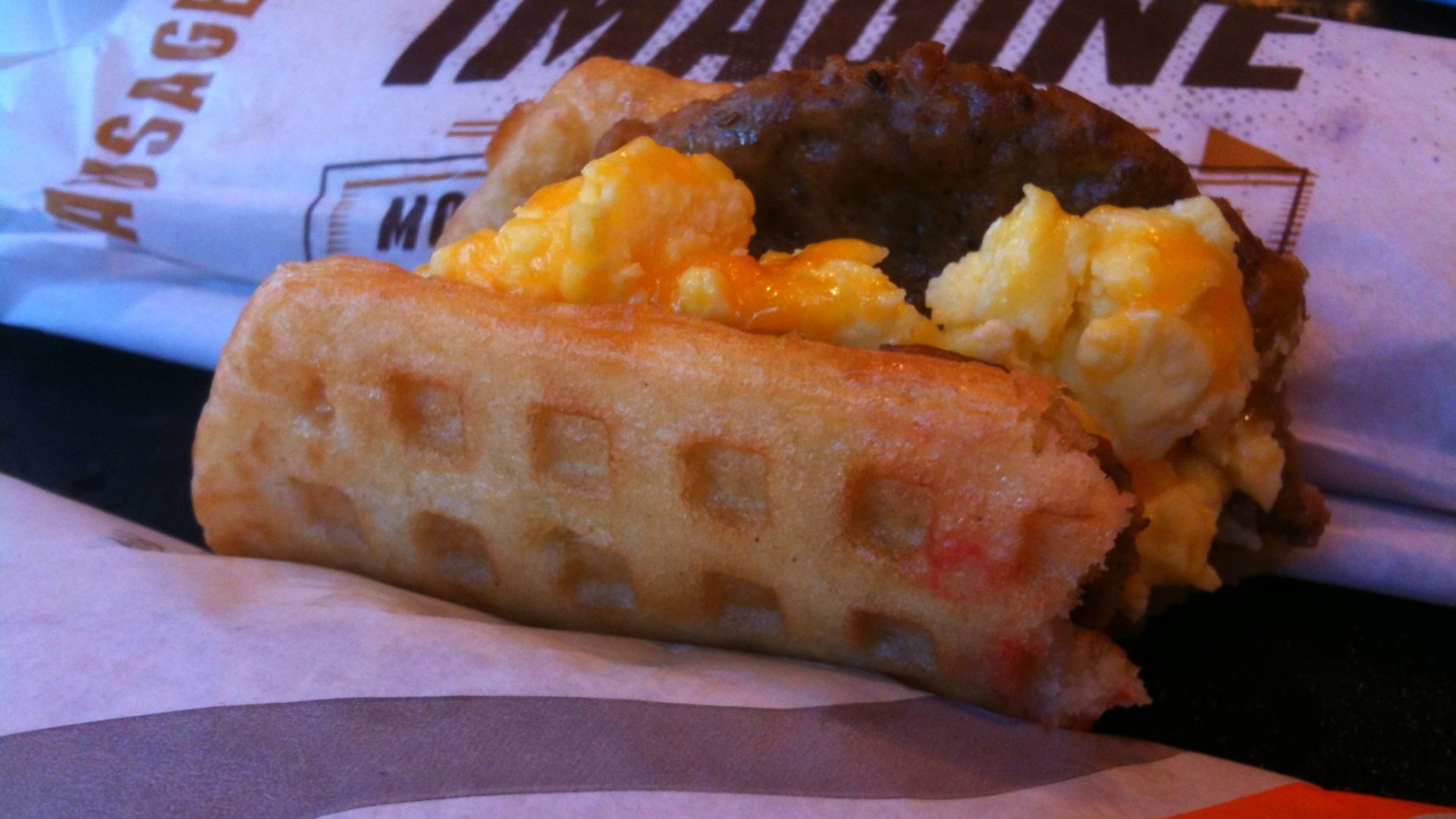 File:Taco Bell Breakfast Waffle Taco (14398595248).jpg