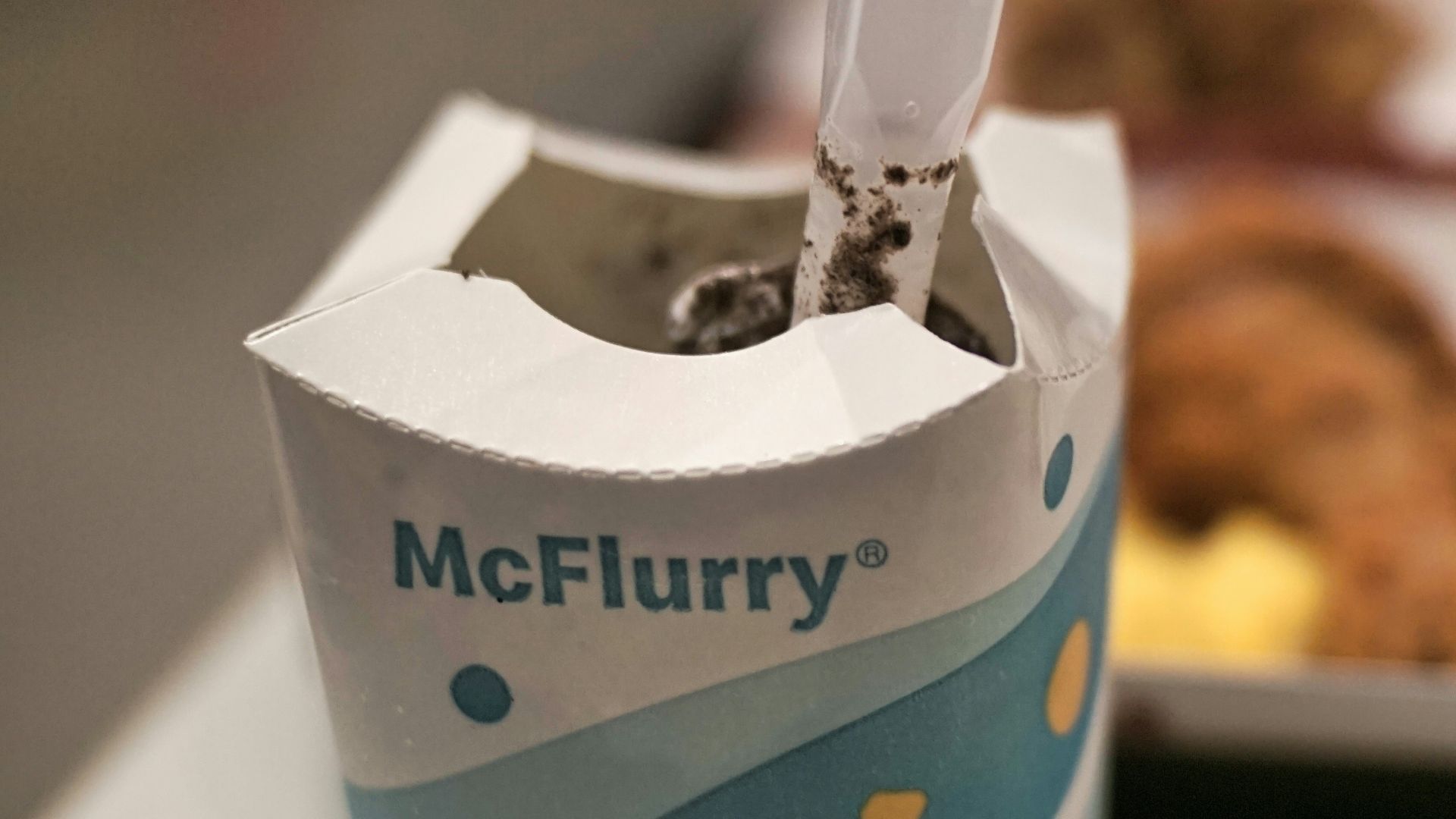 white and blue paper bag