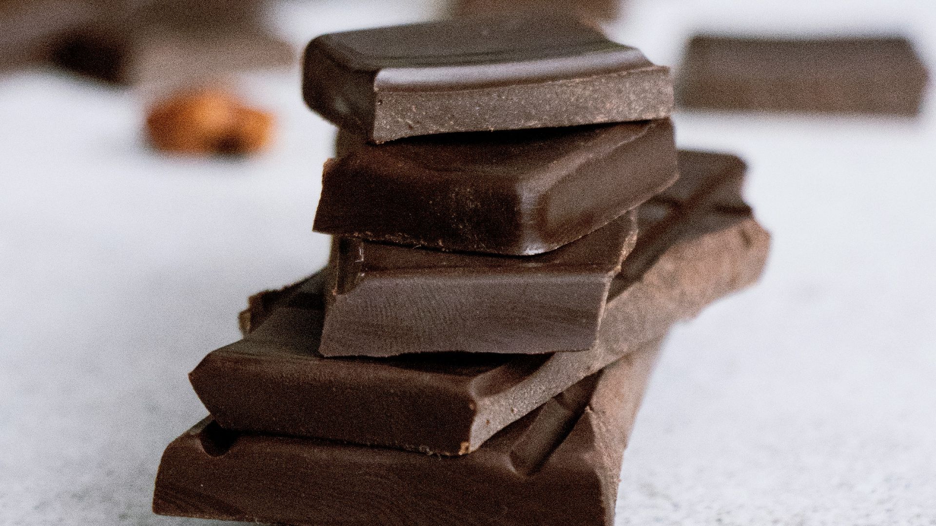 brown chocolate bars on white surface