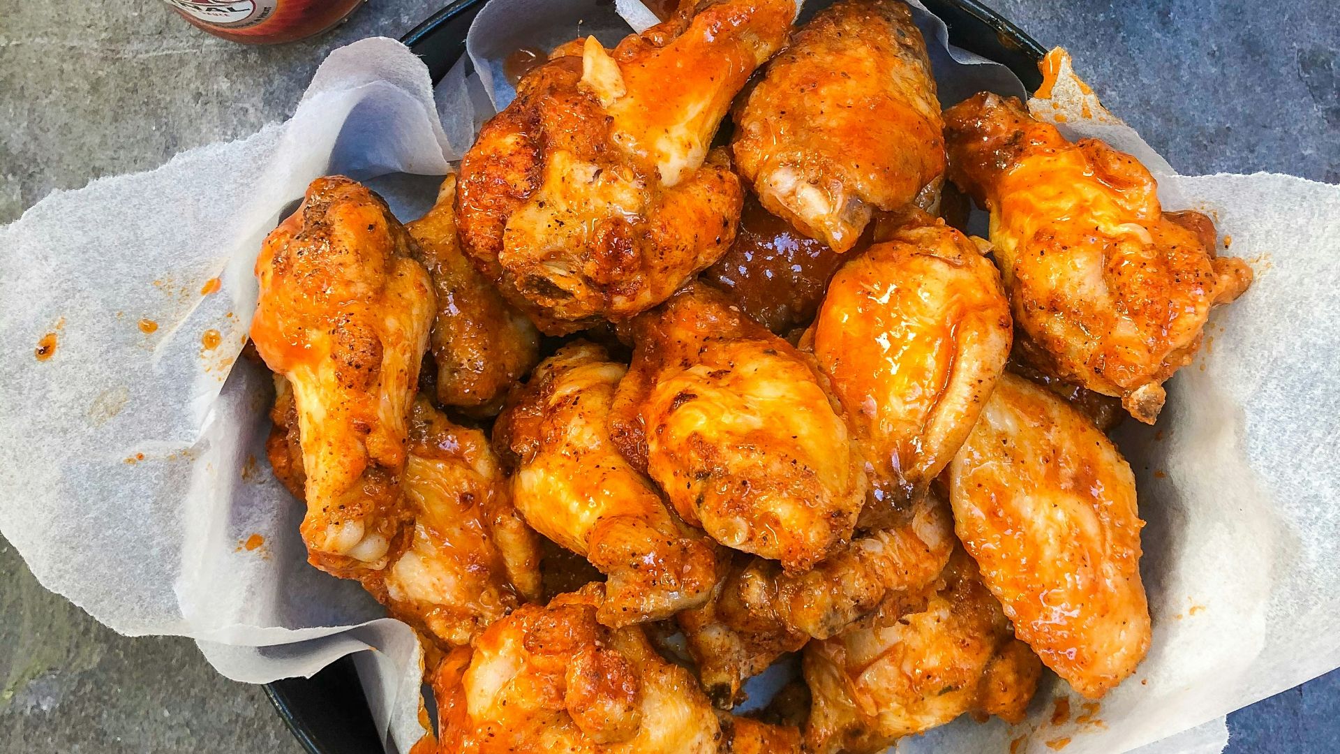 fried chicken on black plate