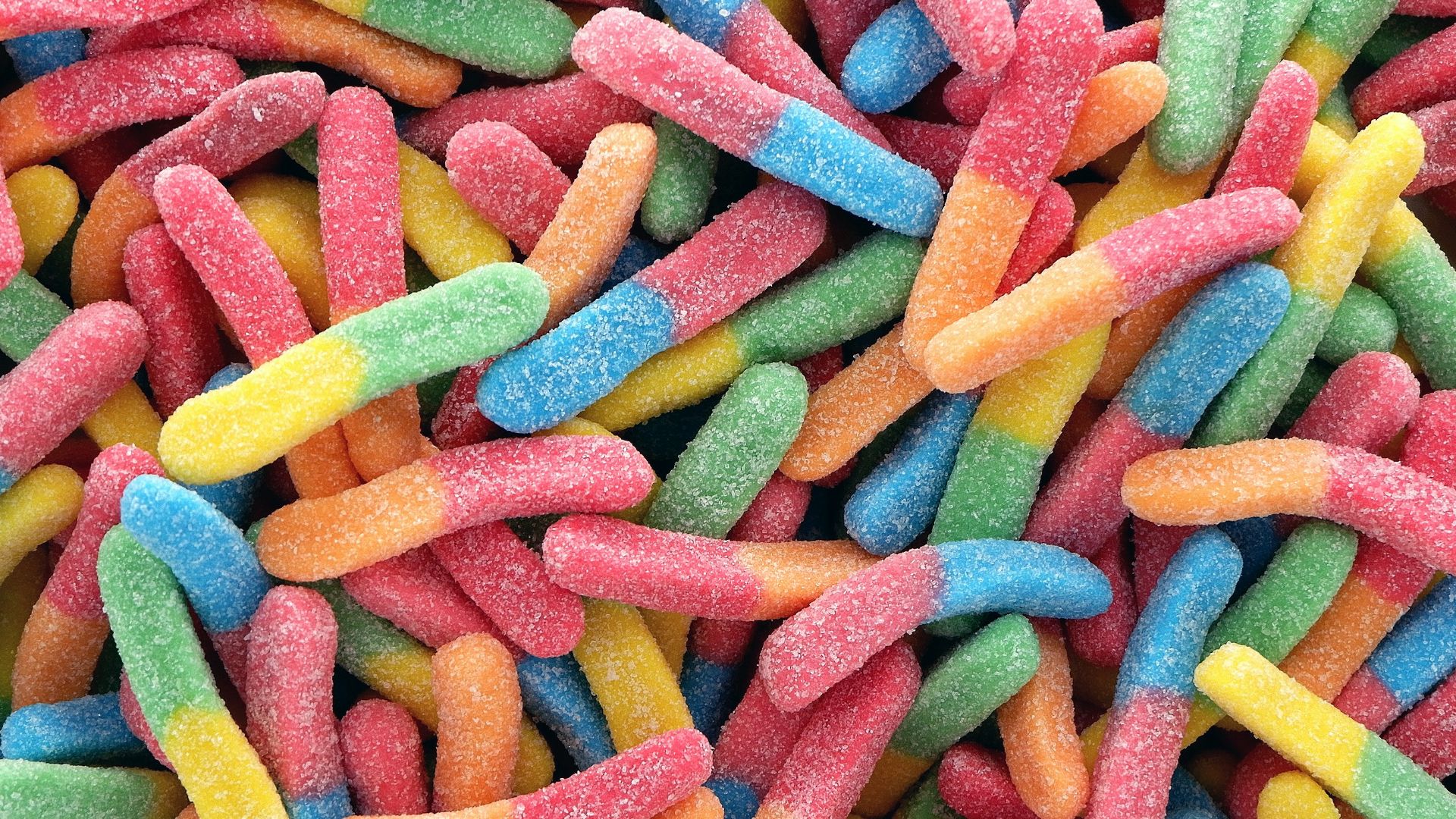 multicolored candy worms