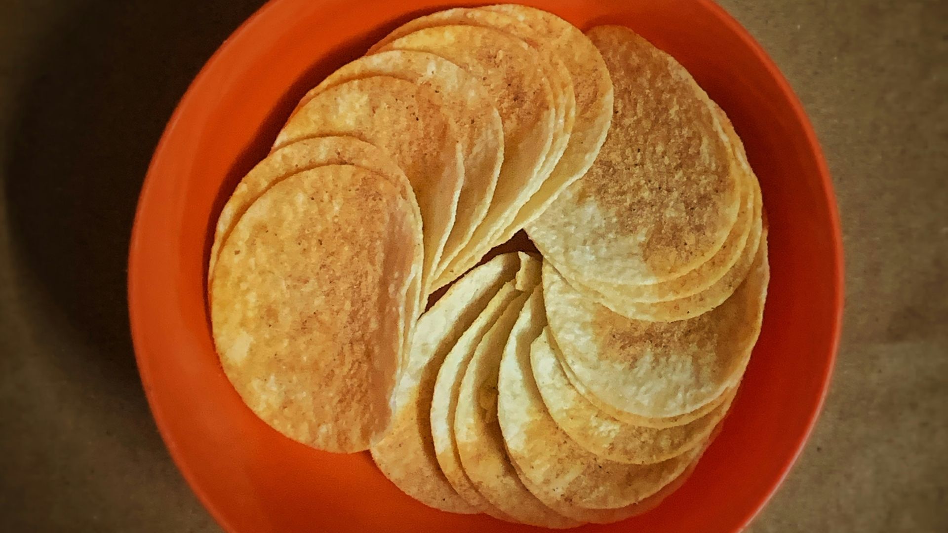 brown and white shell on orange round plate