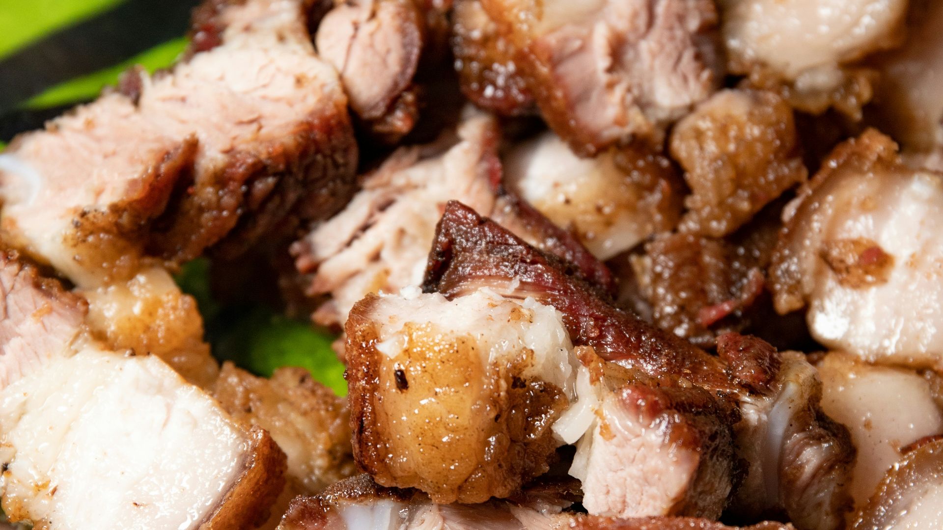 cooked food on green plate