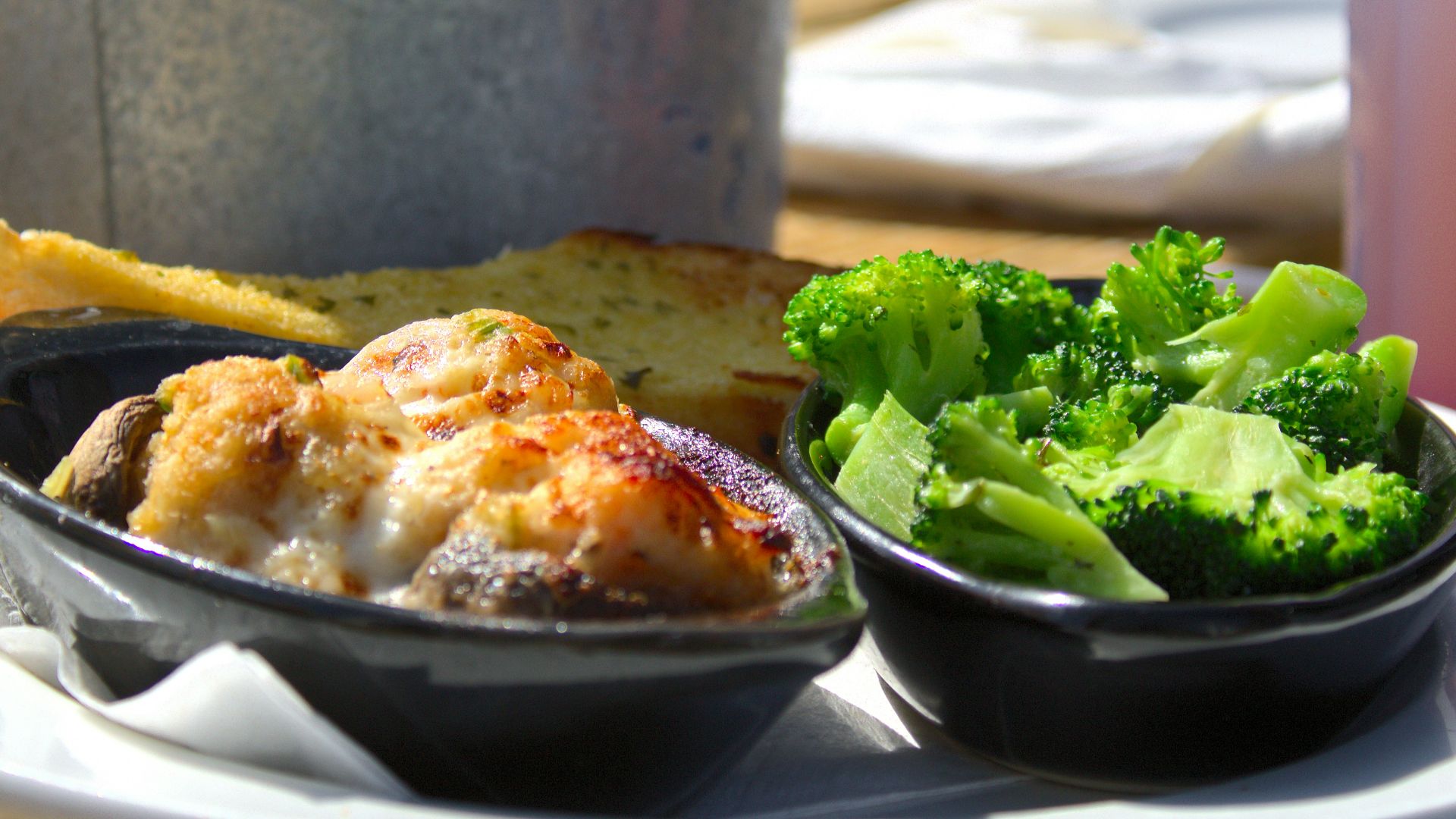 cooked food on black ceramic bowl
