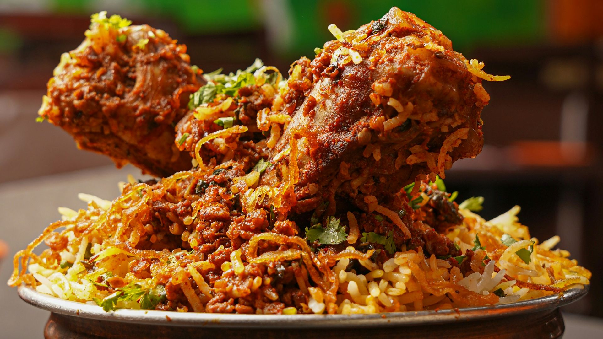 a plate of food on a table in a restaurant