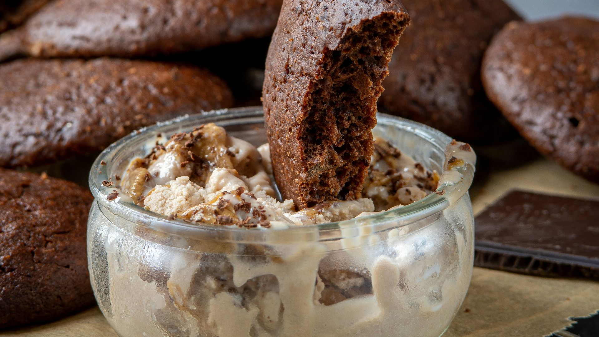 brown cookies on clear glass bowl