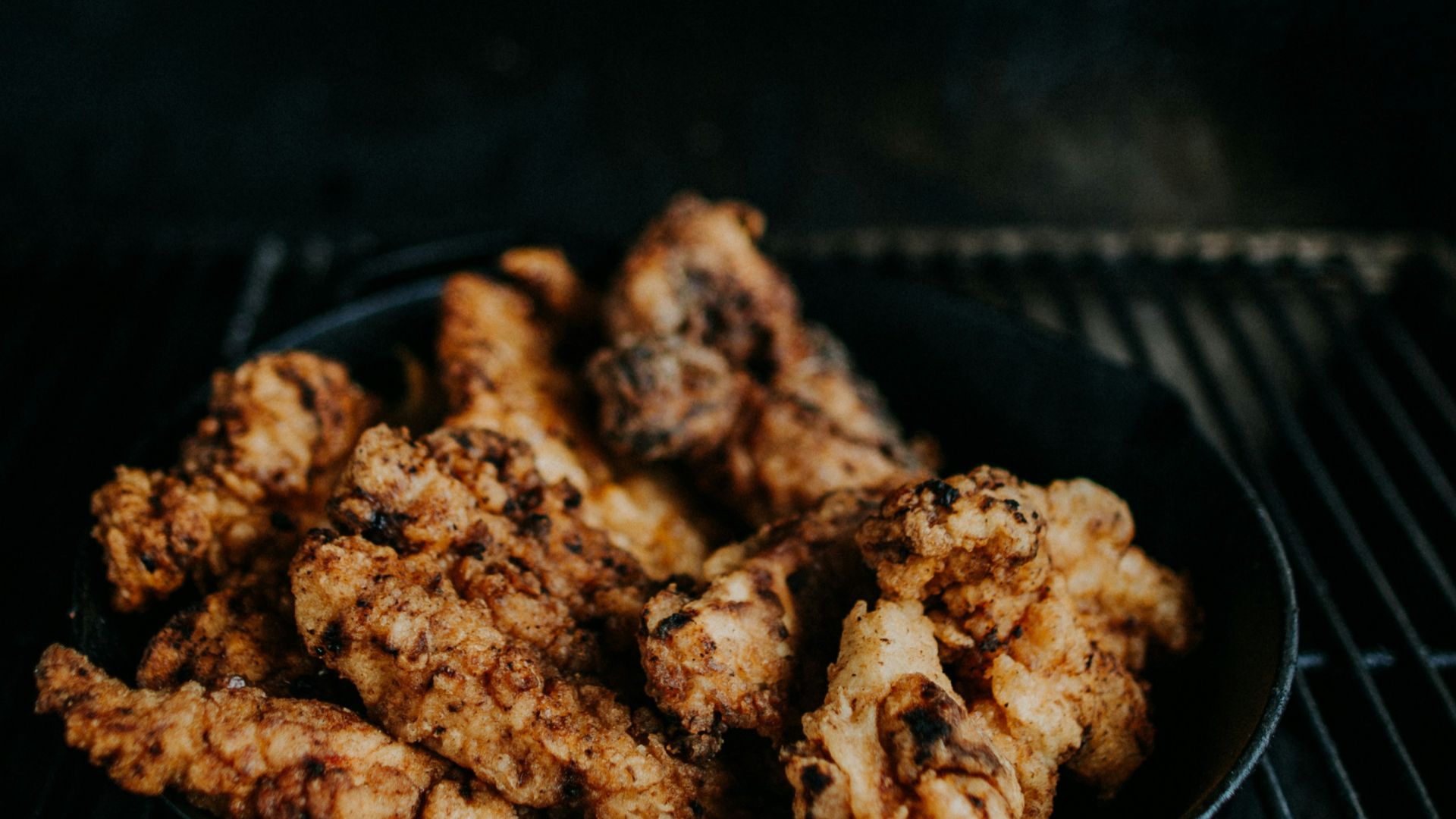 fried meat in cast iron skillet