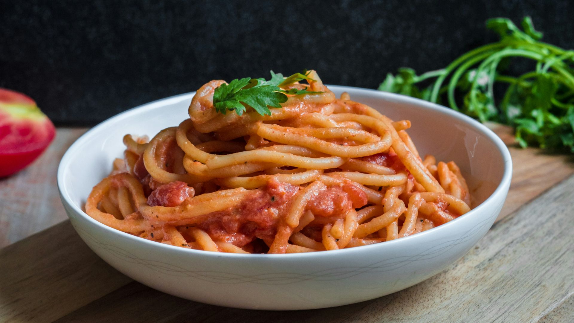 pasta dish on white ceramic bowl