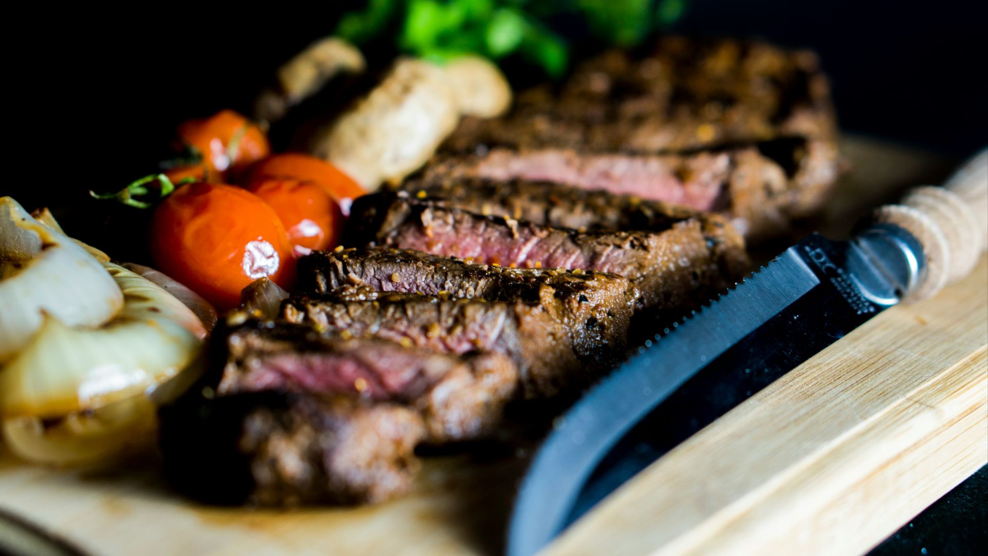 grilled steak near steak knife