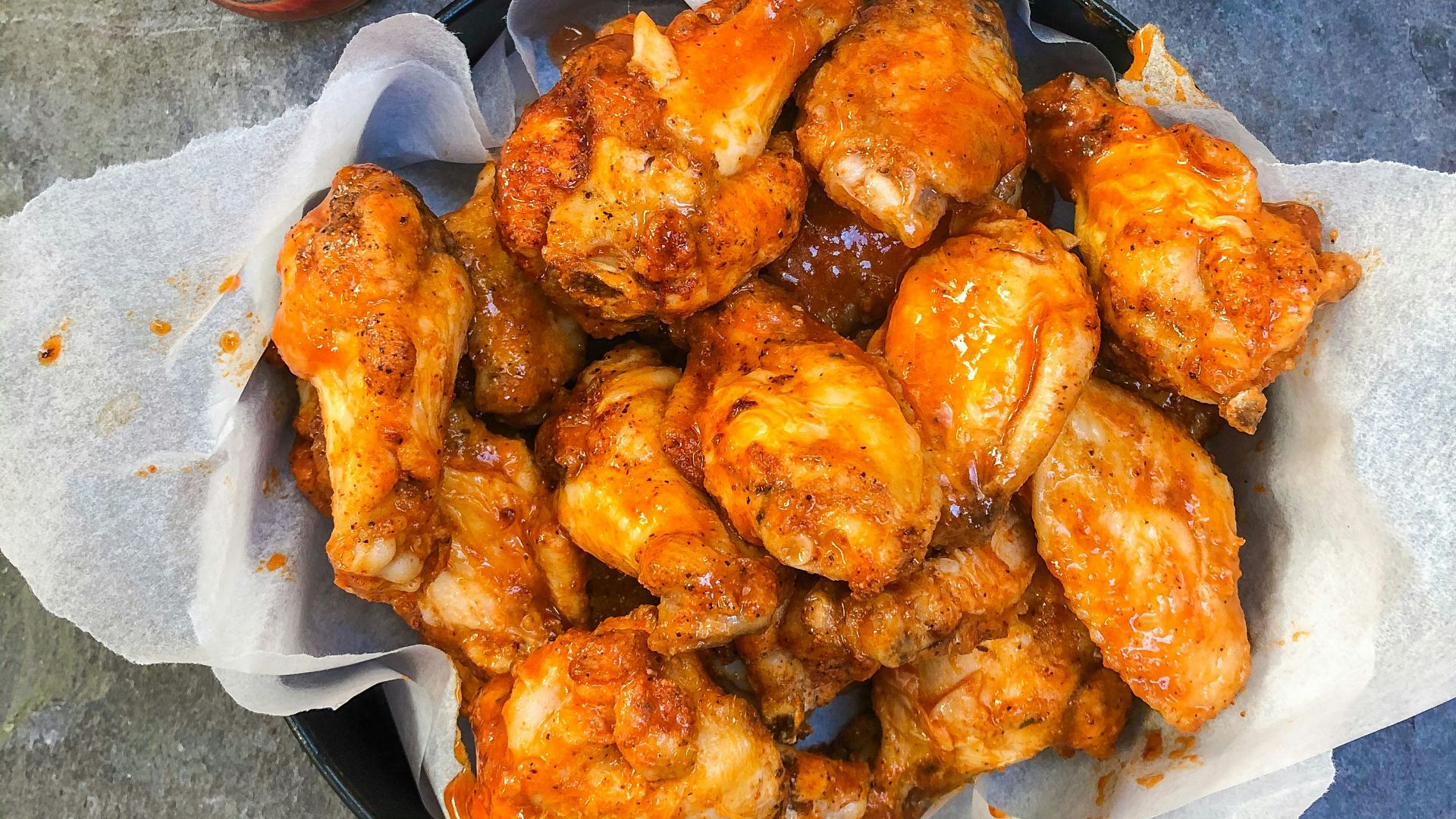 fried chicken on black plate