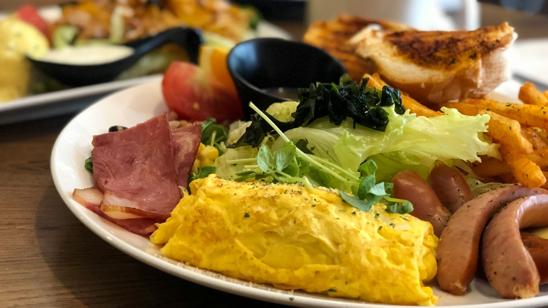 egg omelet on white ceramic plate