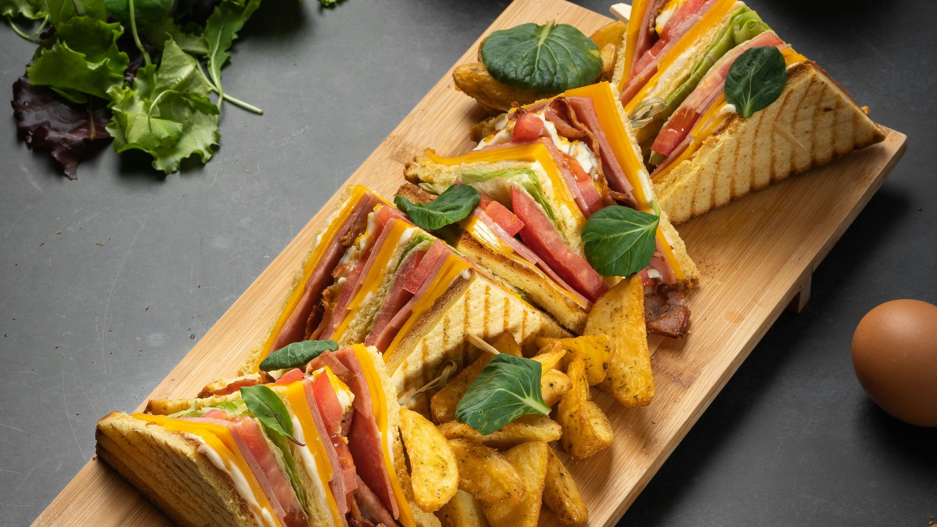a cutting board with food on it