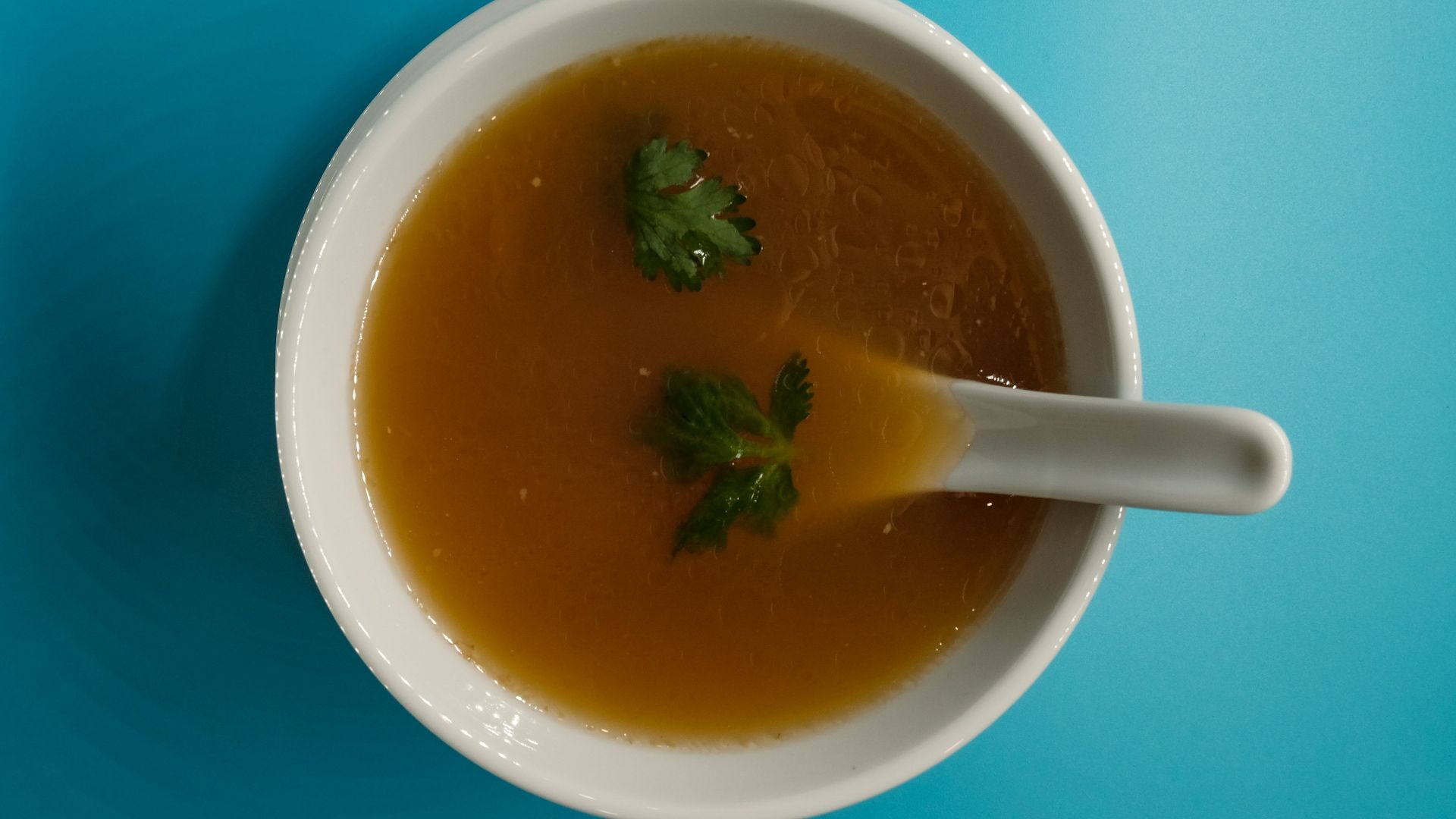 soup in white ceramic bowl