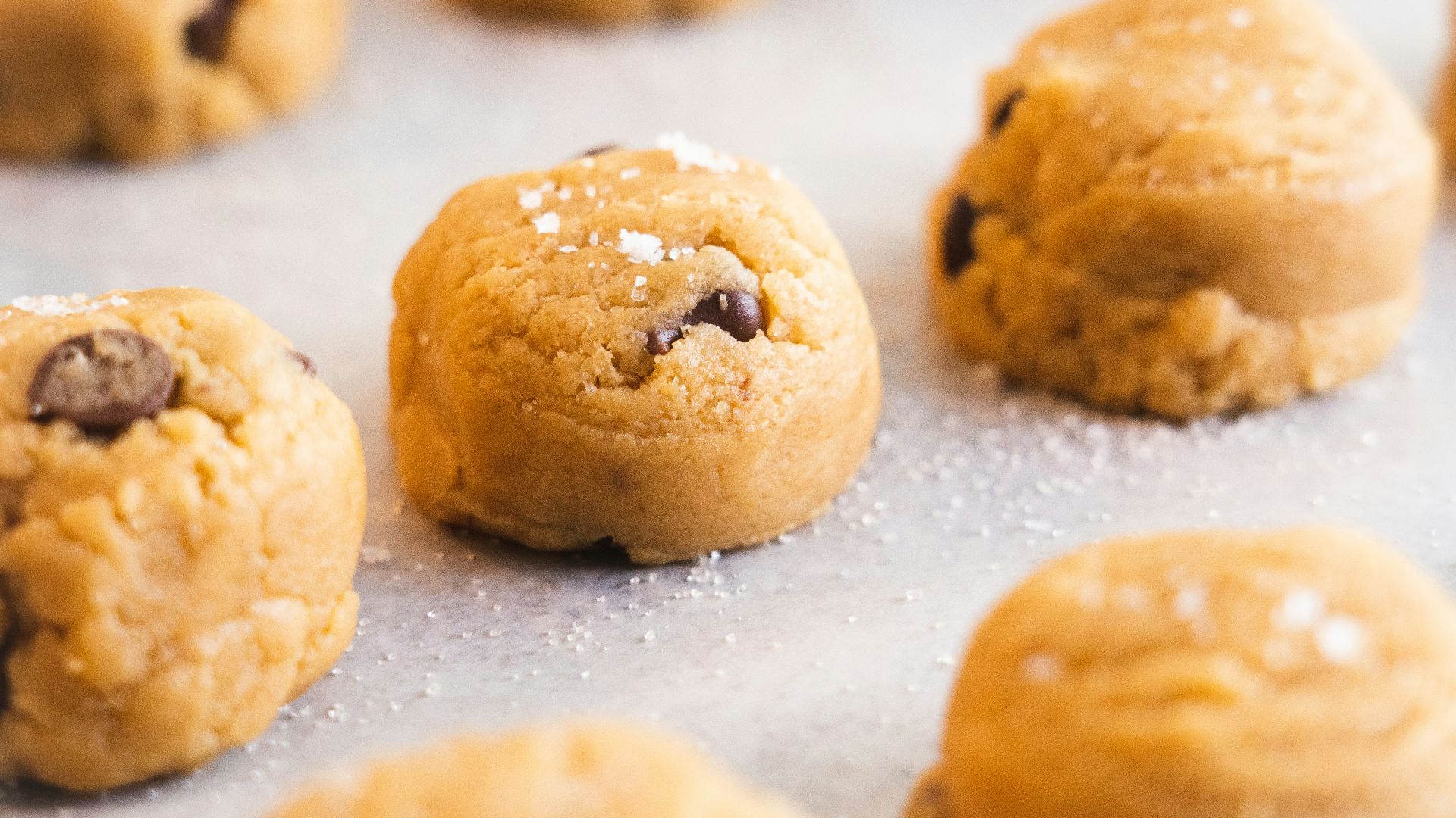 a close up of cookies on a baking sheet