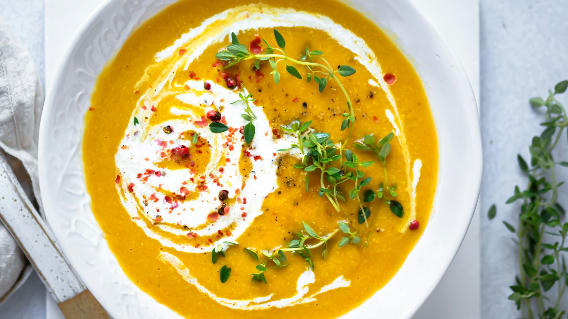 soup in white ceramic bowl