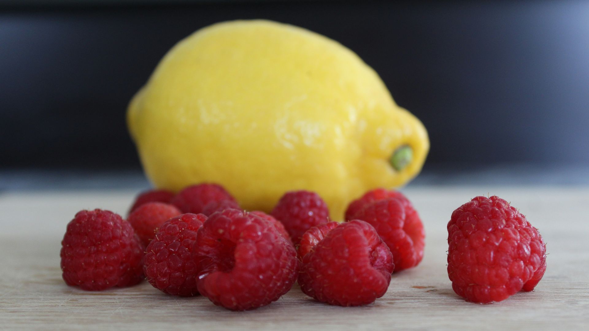 lemon fruit and raspberries