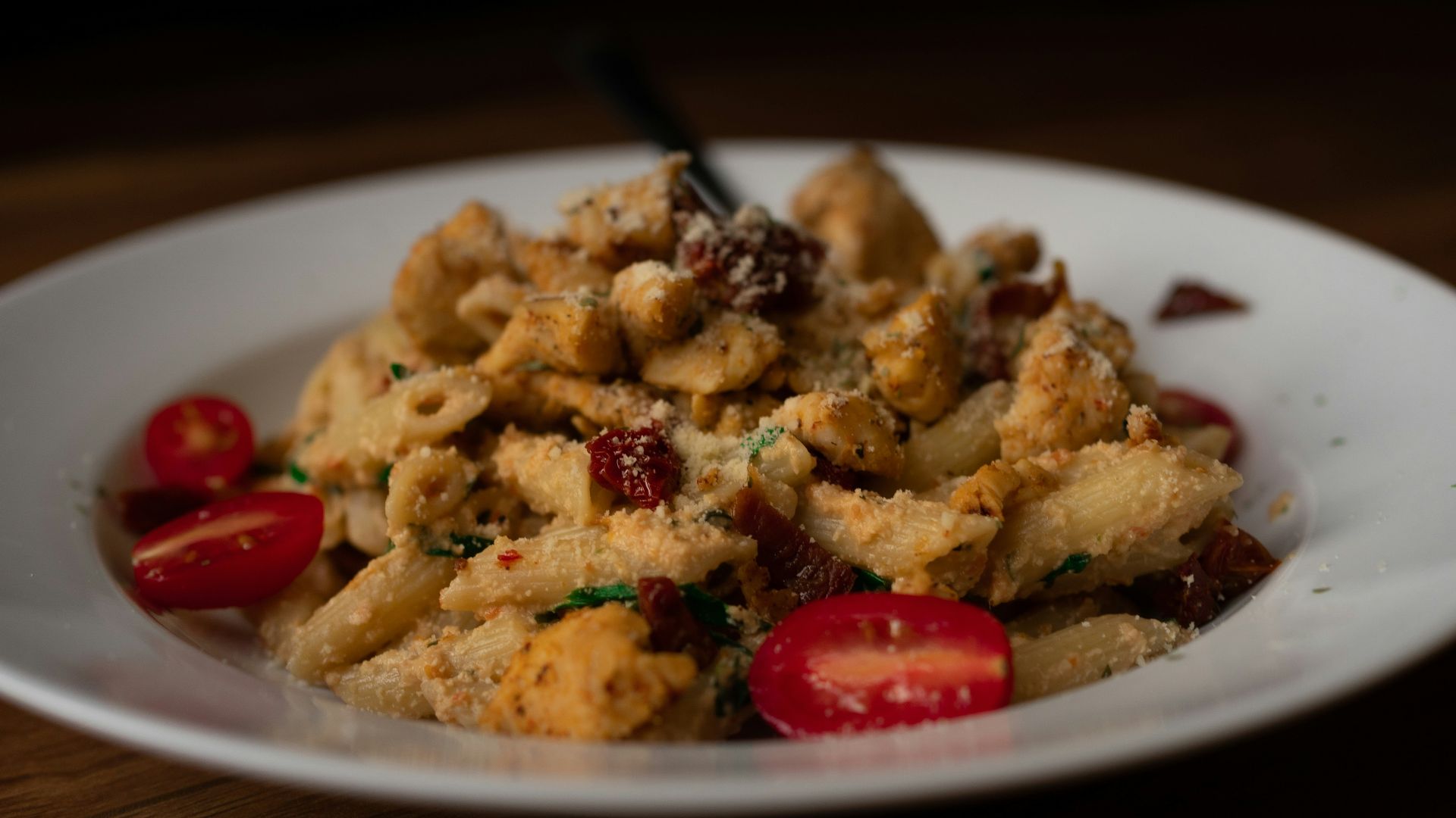 brown dish on white ceramic plate