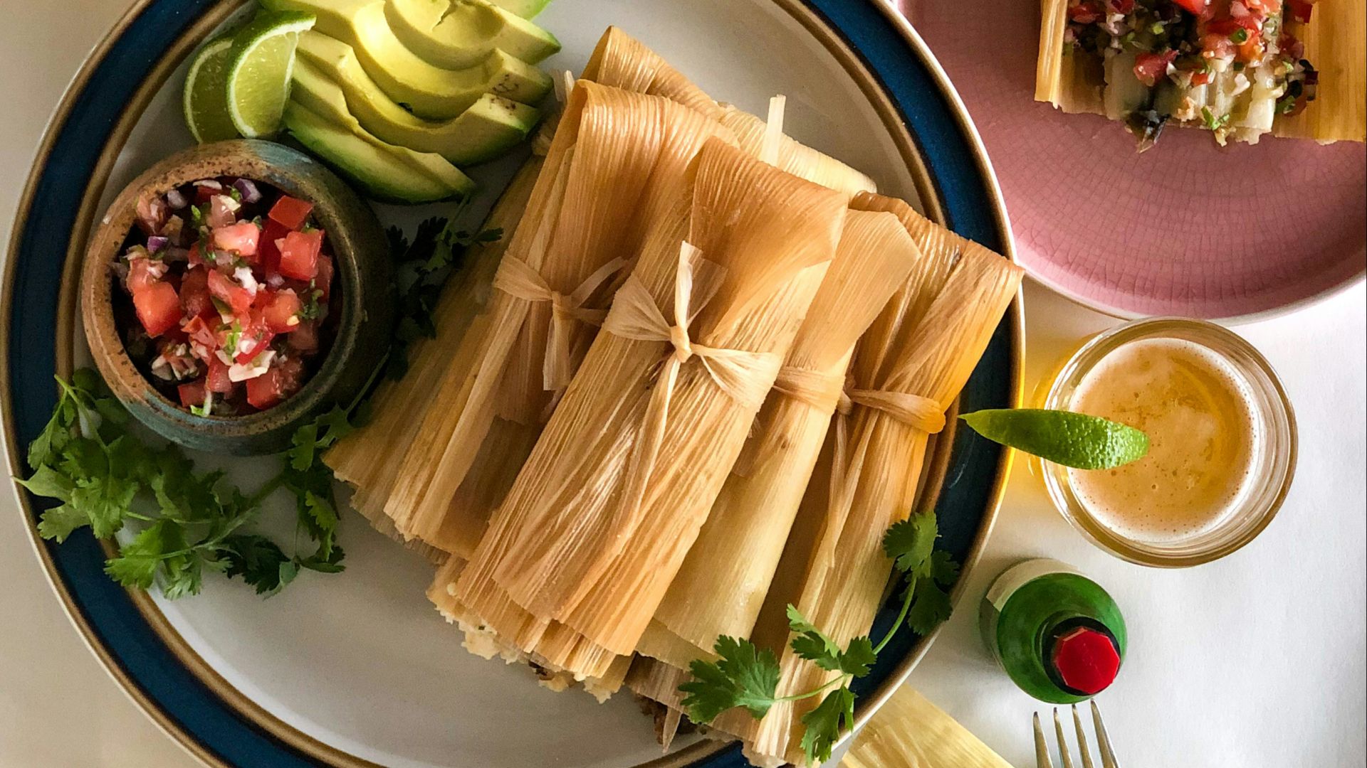 white and green ceramic plate