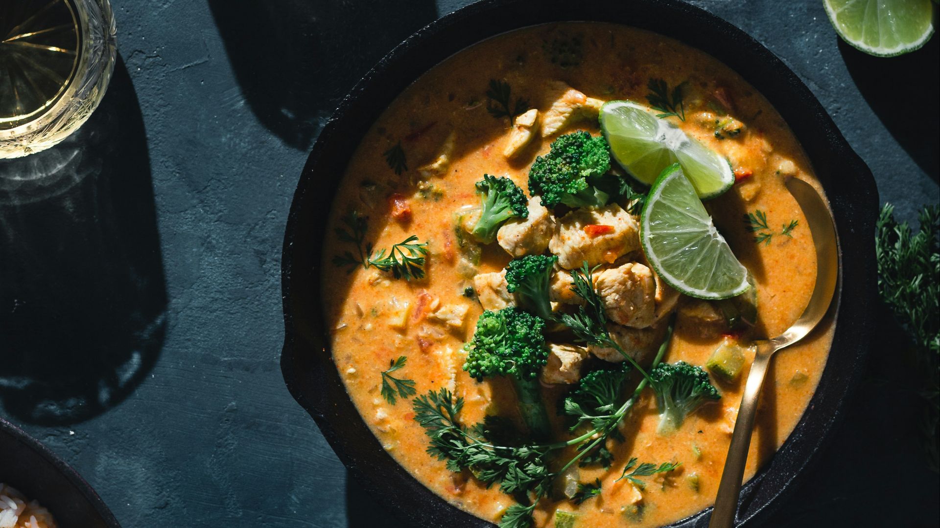 black ceramic bowl with soup