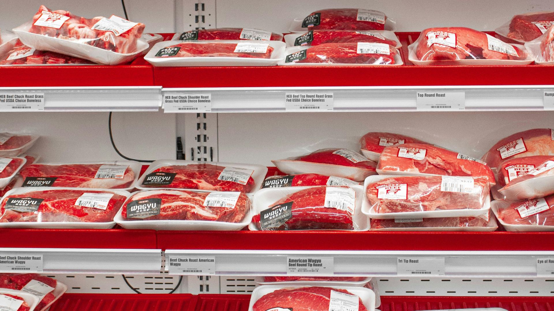 A display in a store filled with lots of meat