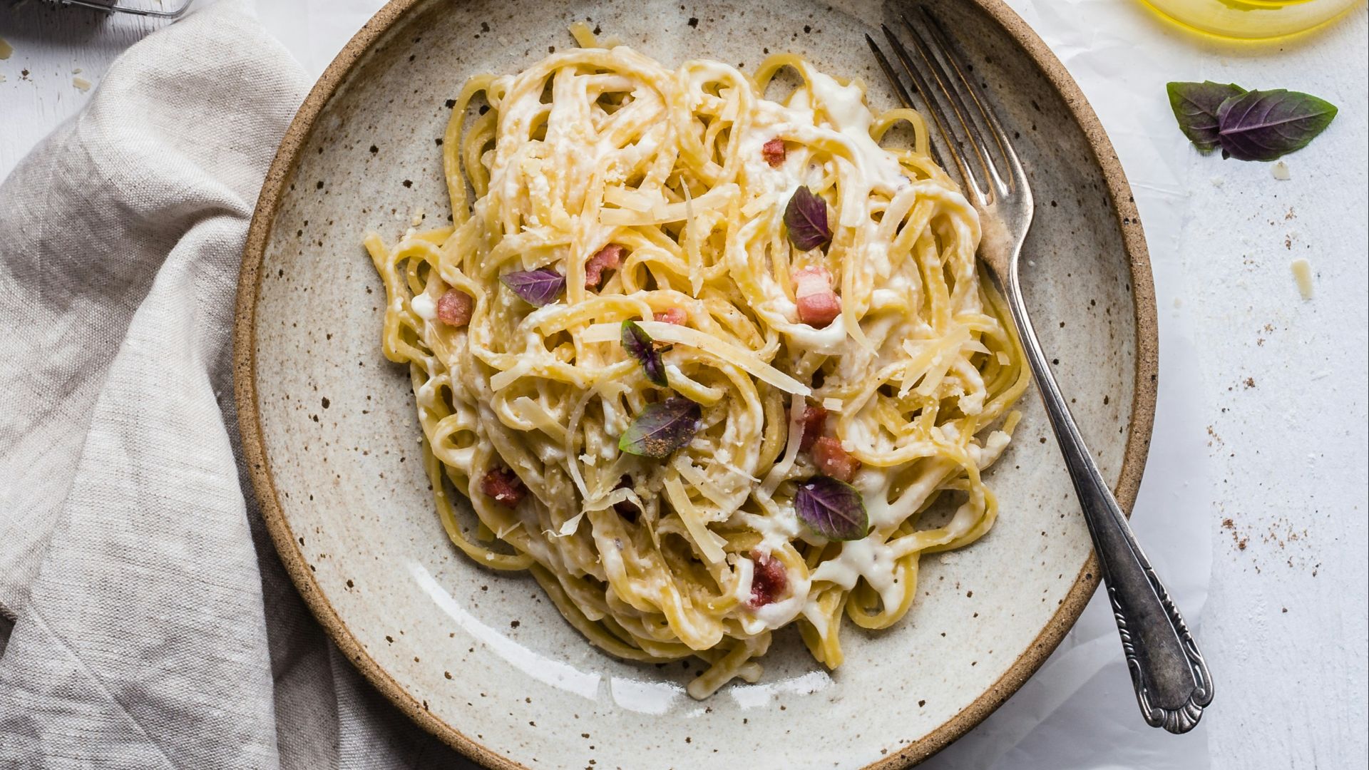 pasta on plate with fork