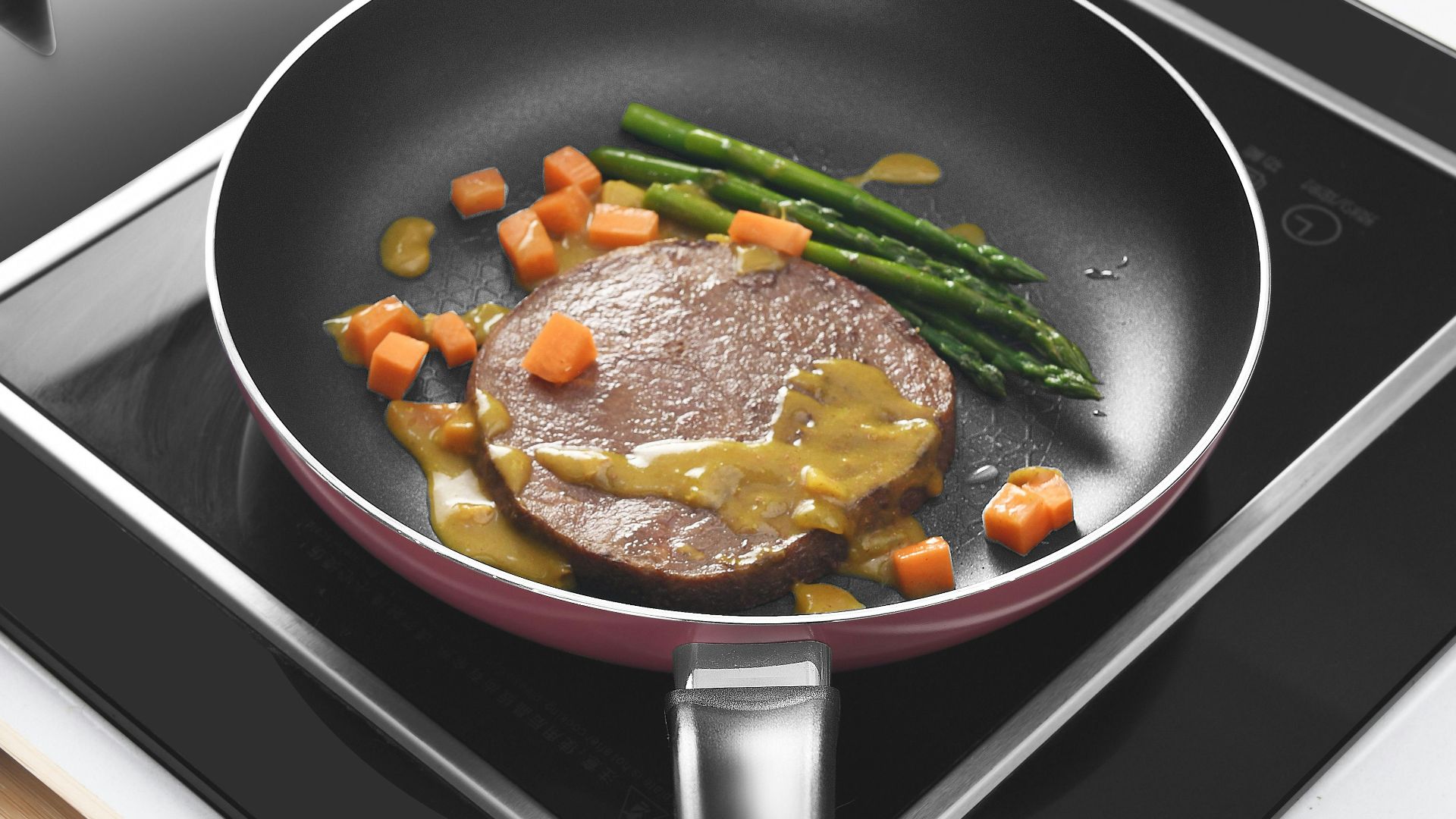 black frying pan with cooked food