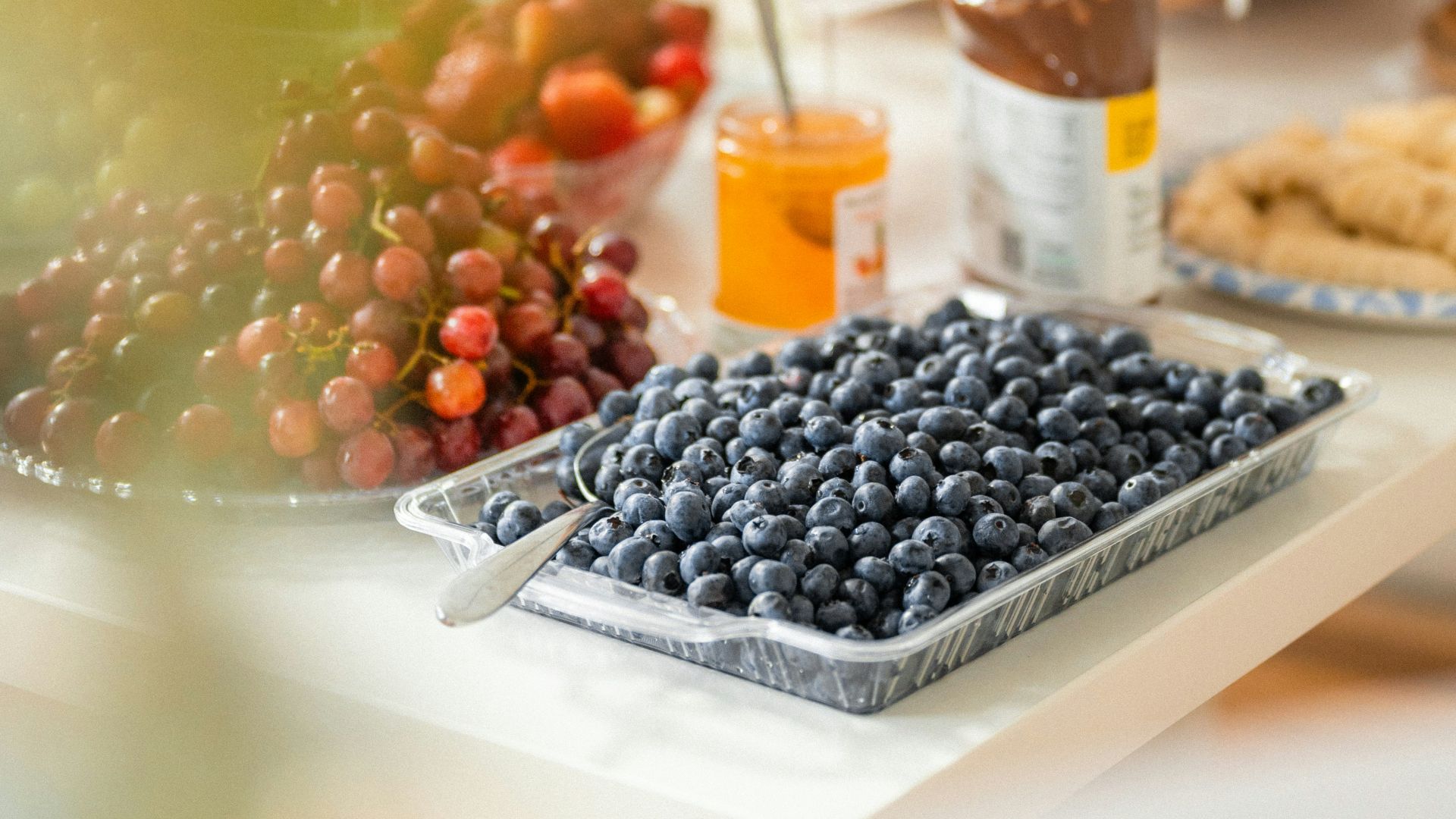 a table filled with lots of different types of food