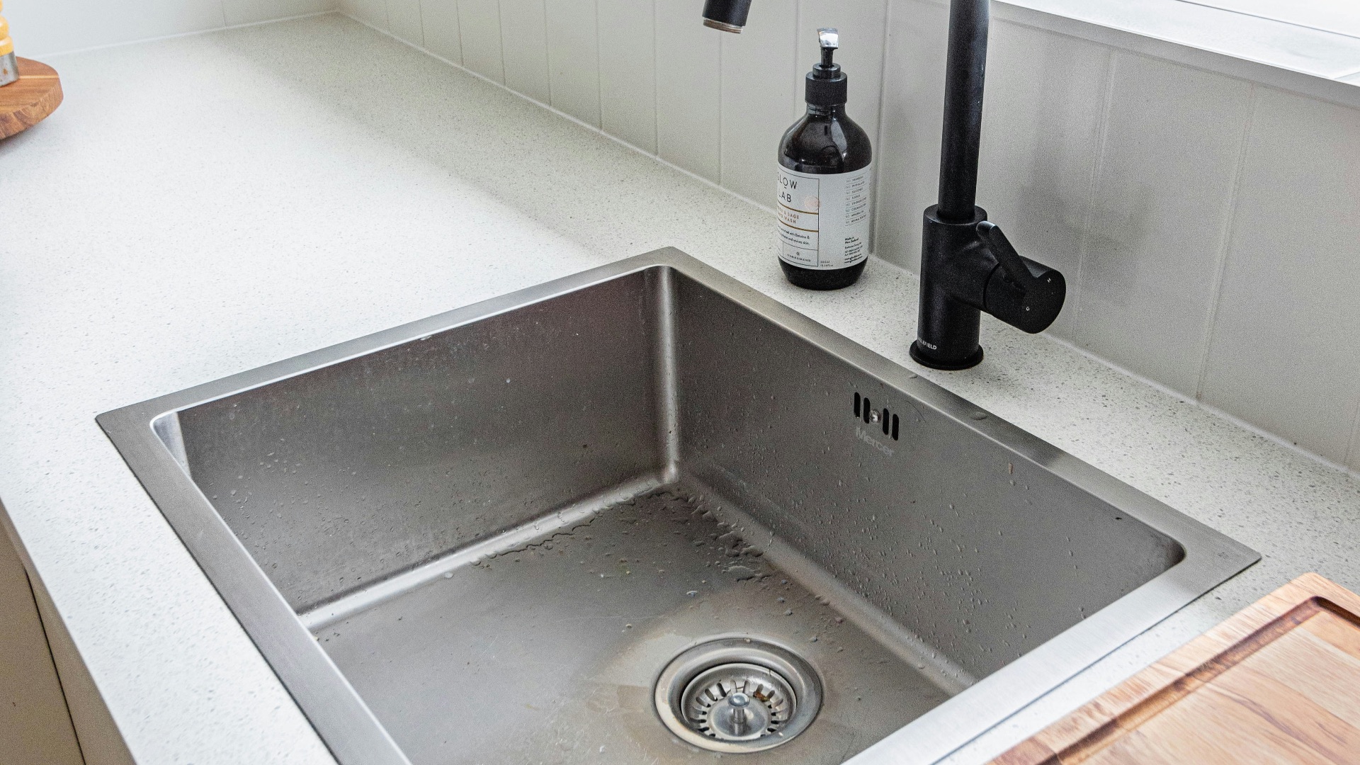 stainless steel sink with faucet
