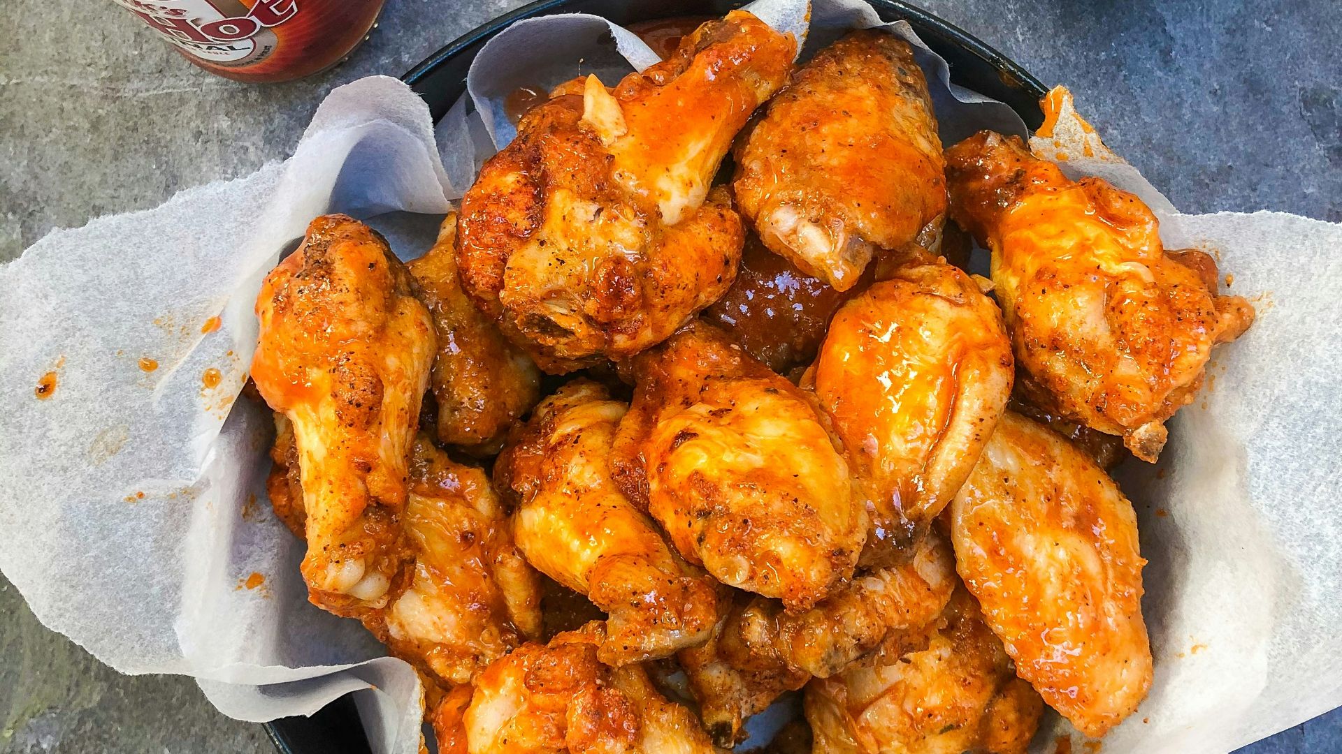 fried chicken on black plate