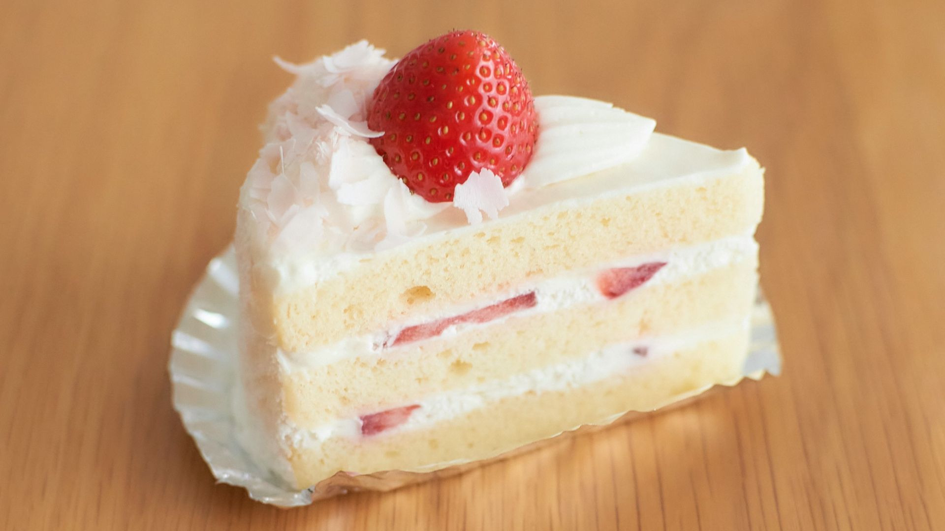 white and red strawberry cake