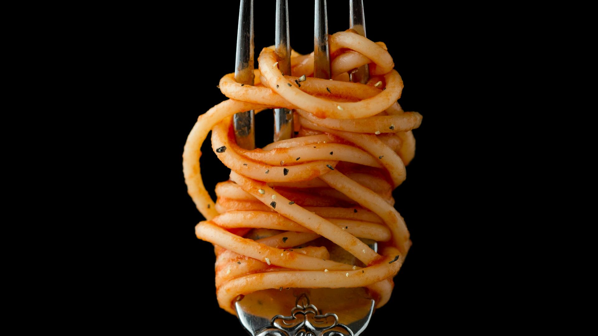 fork with spaghetti