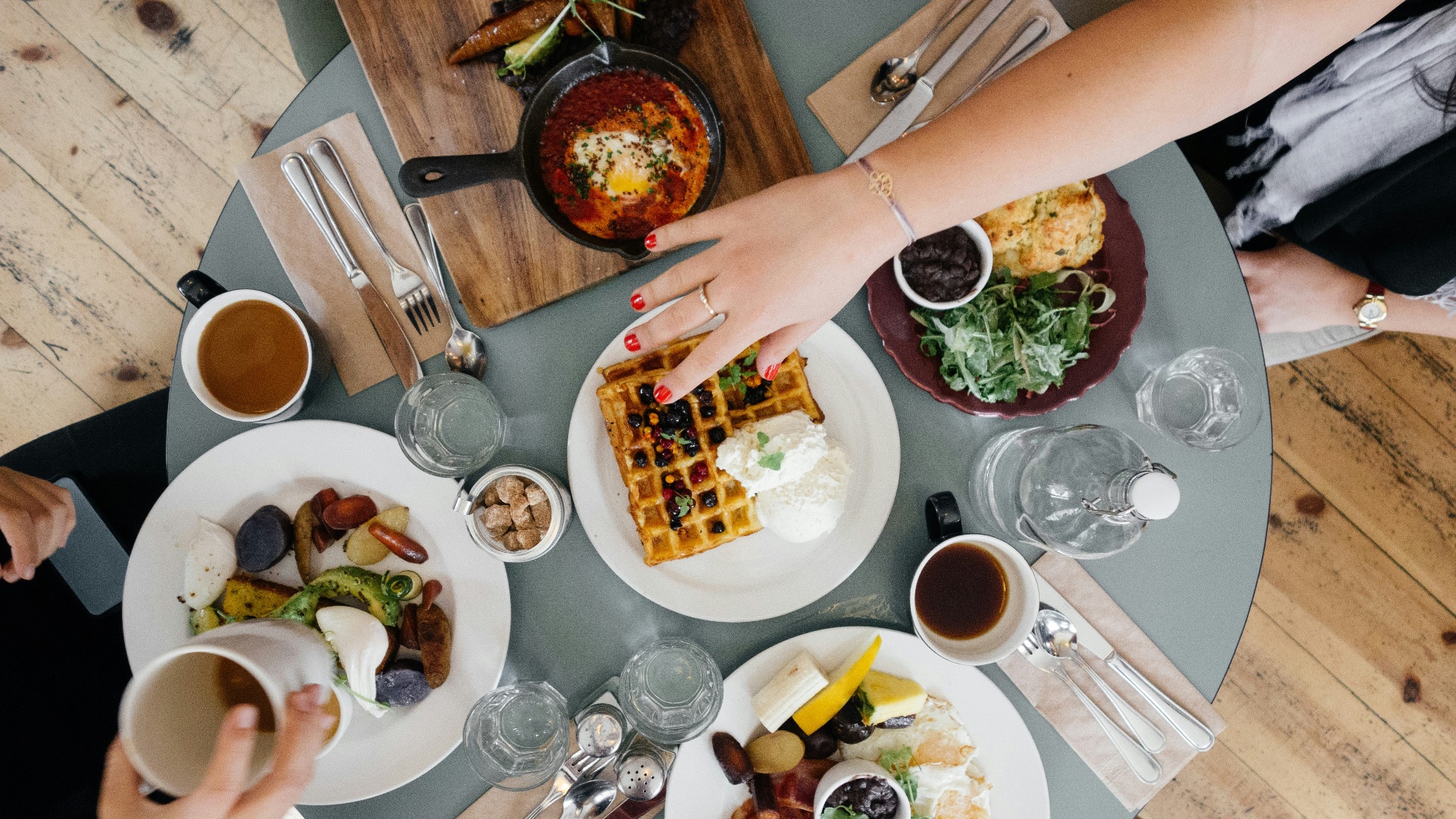 variety of foods on top of gray table
