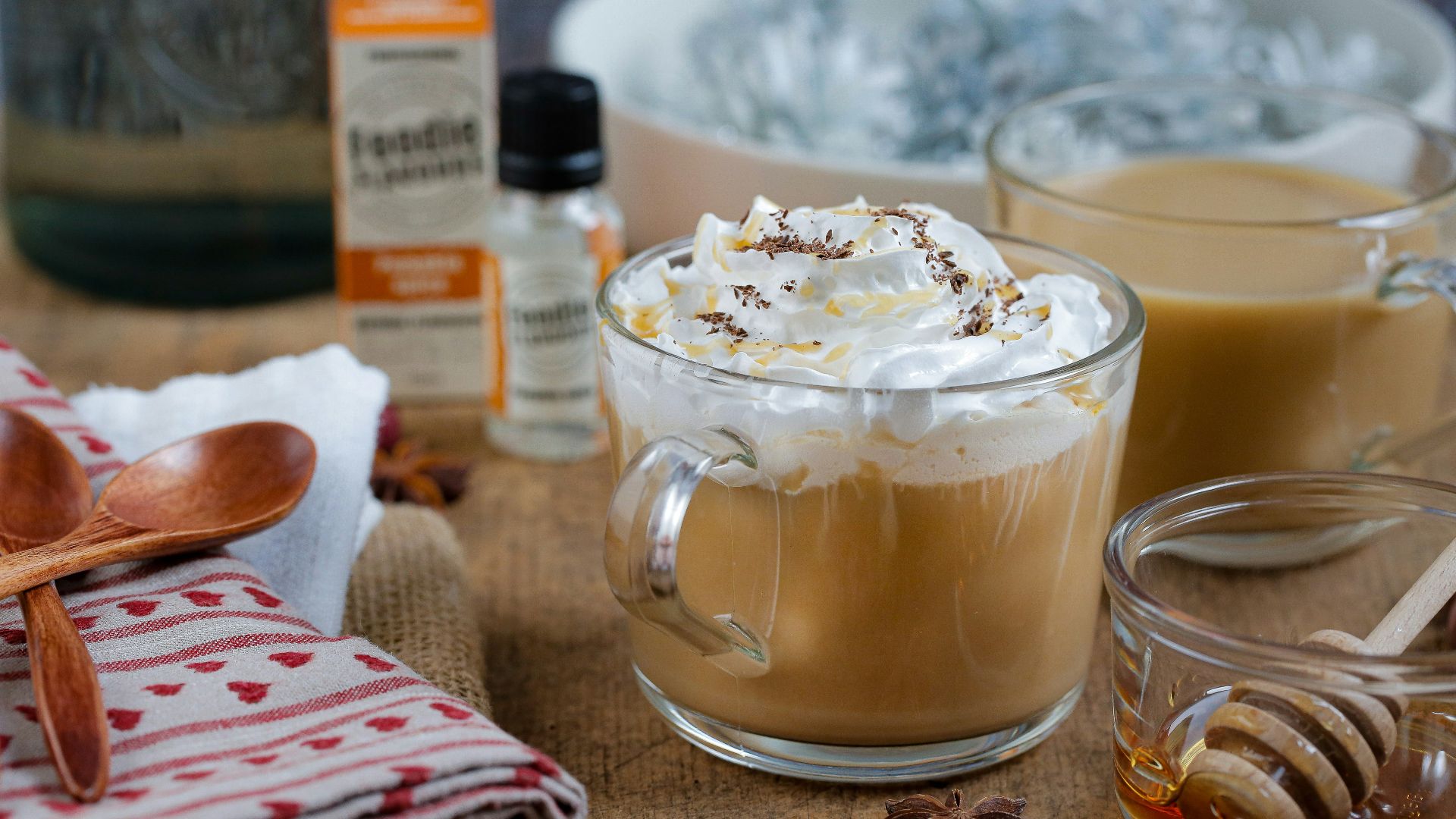 clear glass mug with ice cream