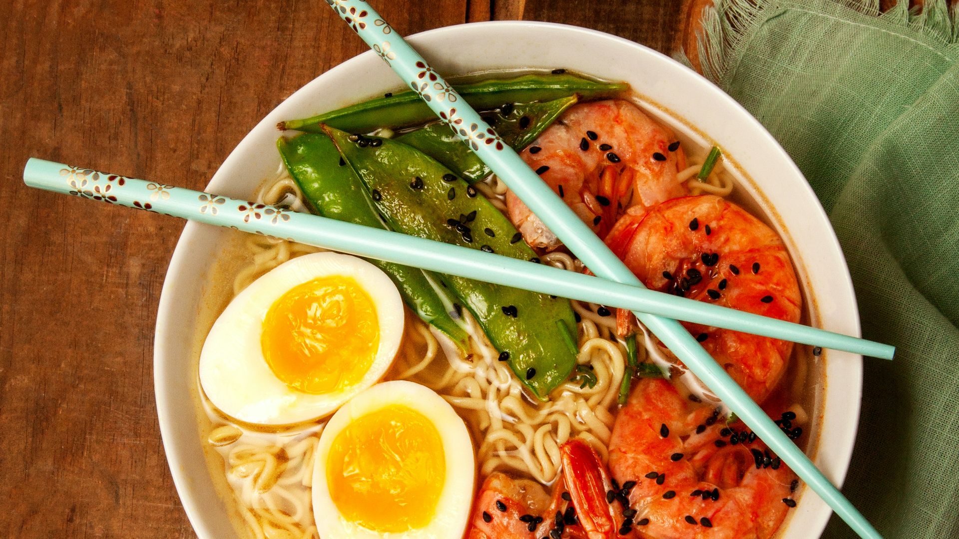 round white bowl with ramen and egg