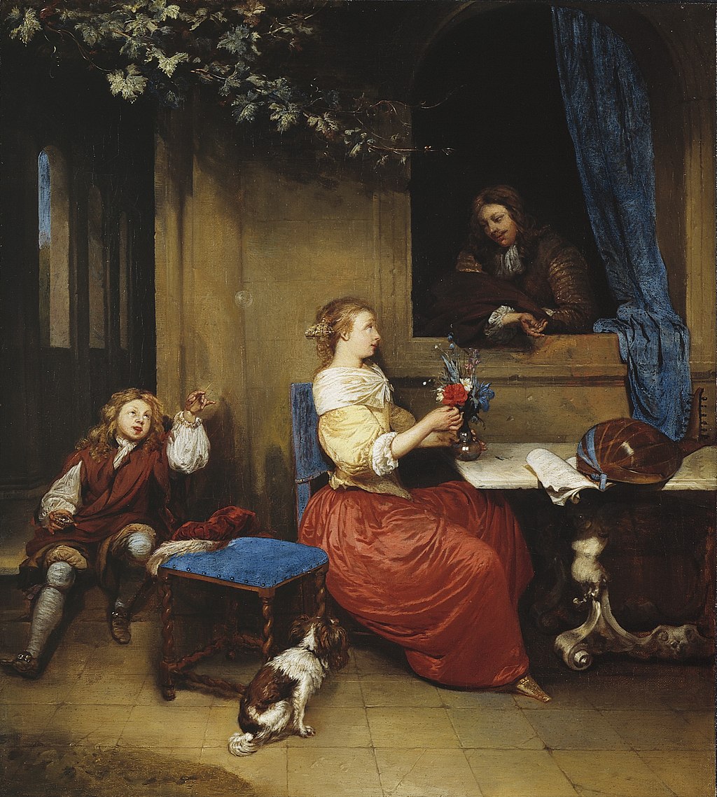 1024Px-Caspar Netscher - Courtship - 67.114 - Detroit Institute Of Arts