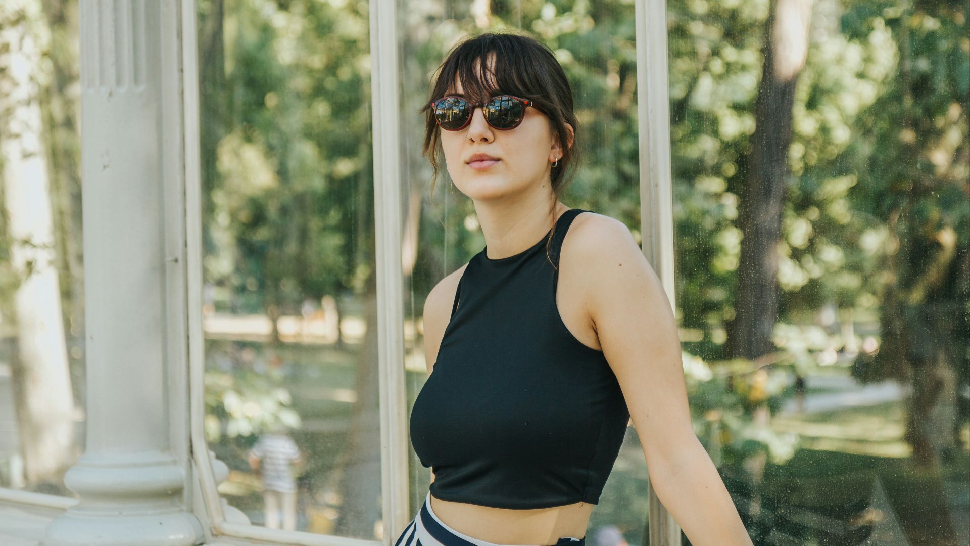 a woman wearing sunglasses