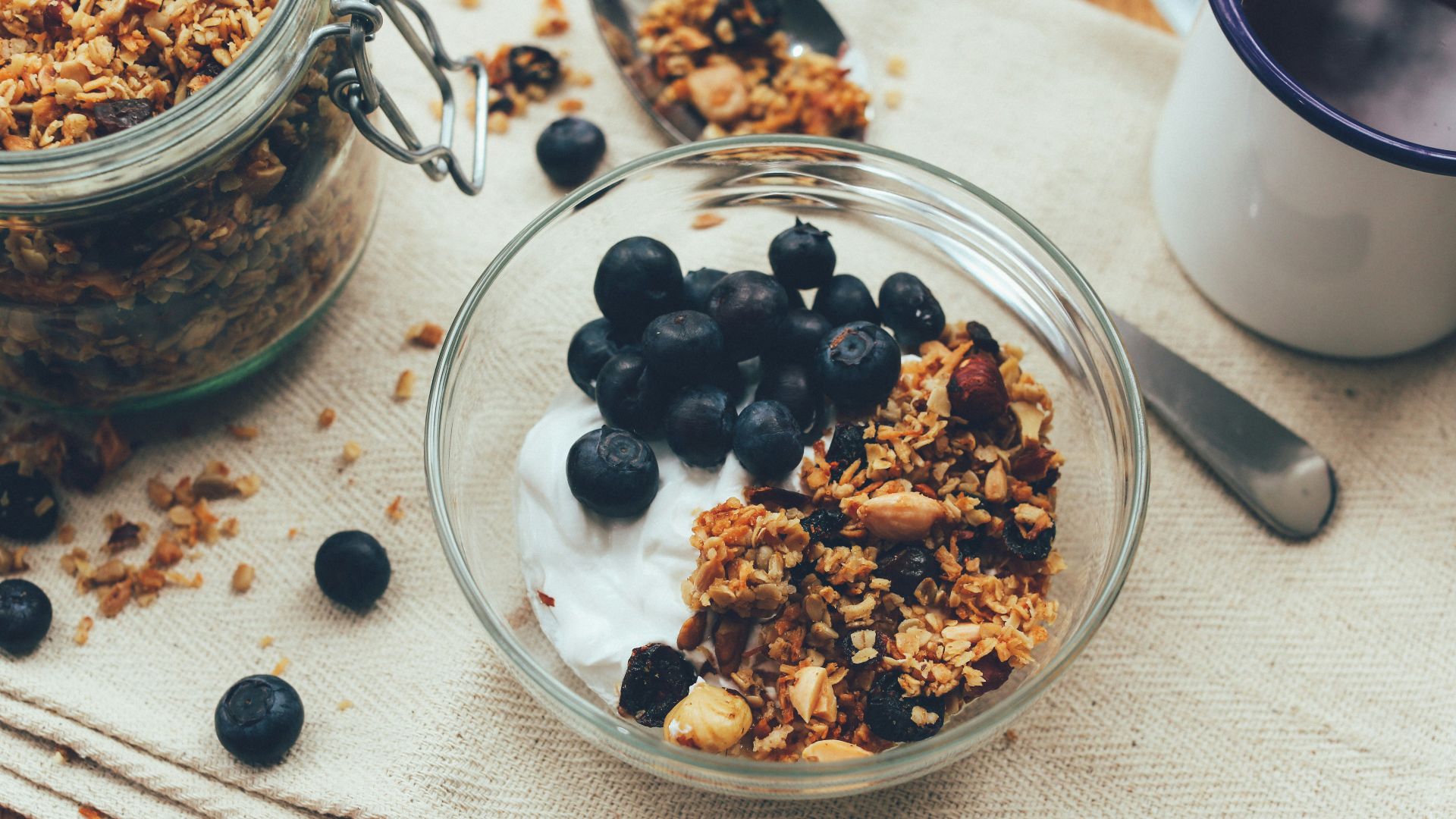 berry and nuts in clear glass bowl