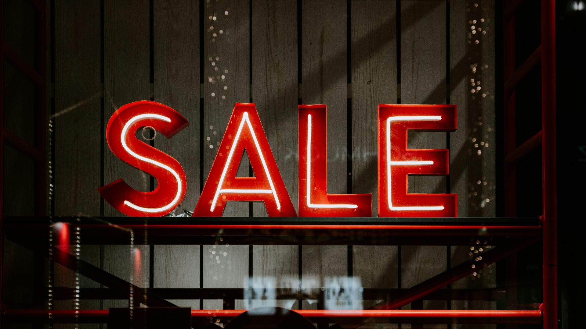 red and white sale LED sign