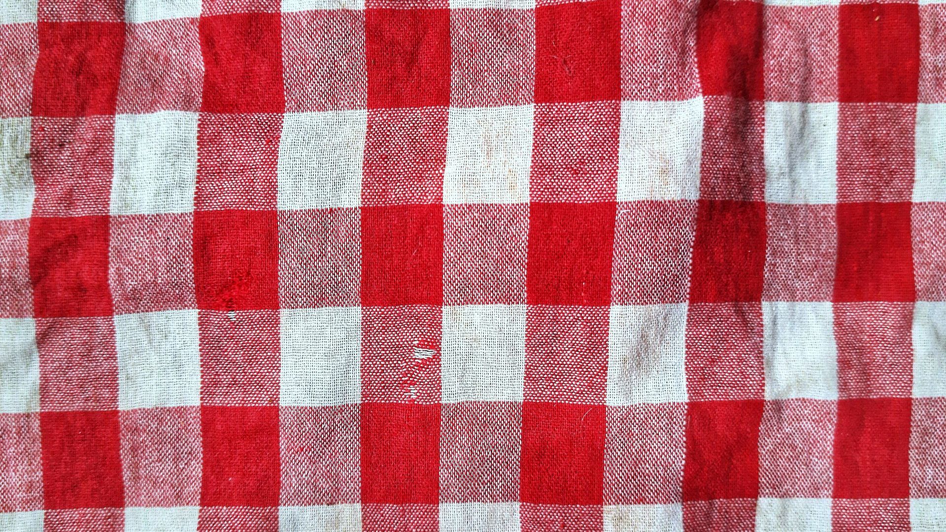 a red and white checkered table cloth