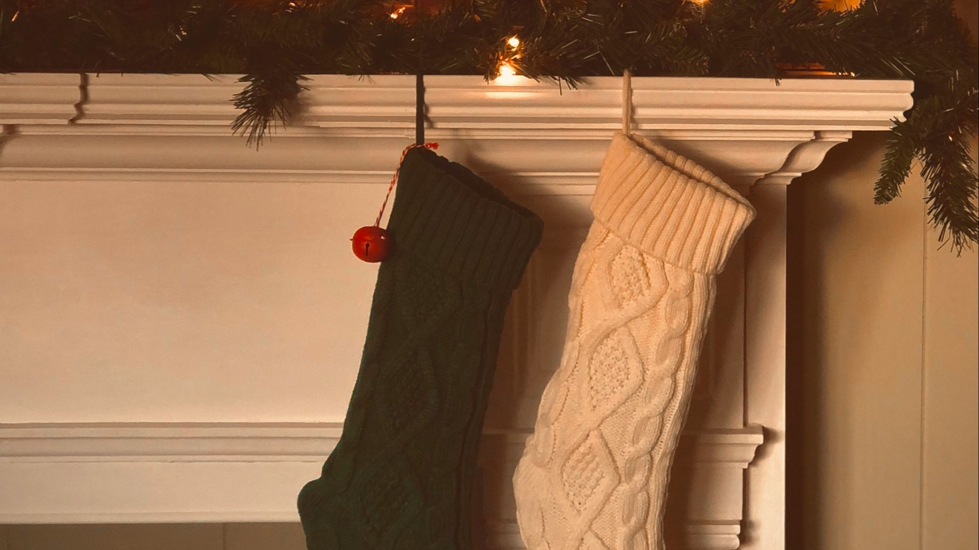 green christmas tree with white and red baubles