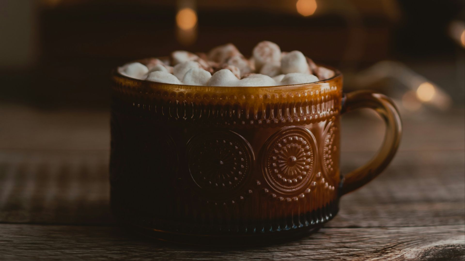 a cup of hot chocolate with marshmallows in it