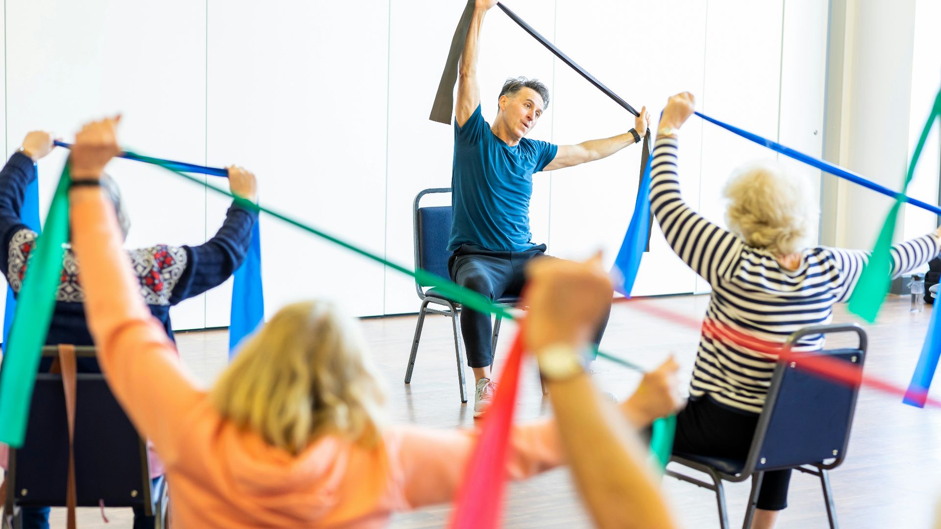 a group of people exercising