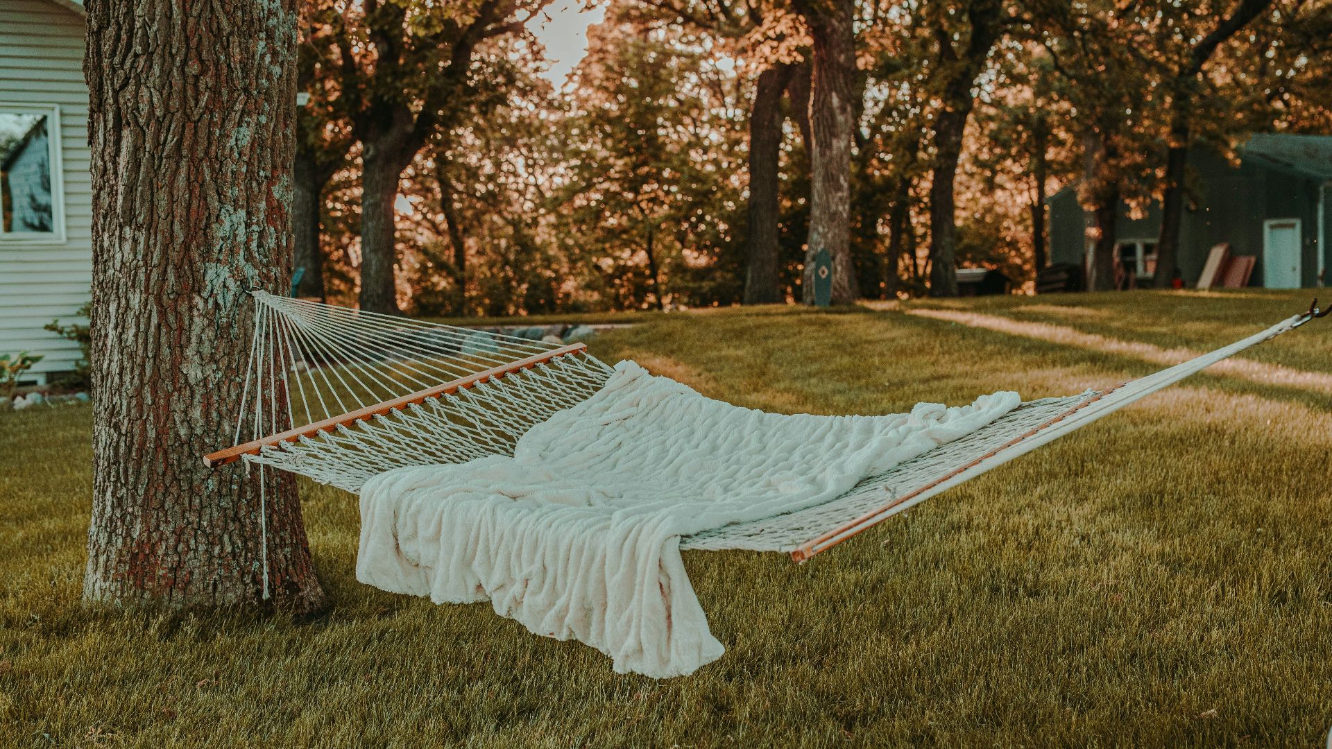 white textile on hammock