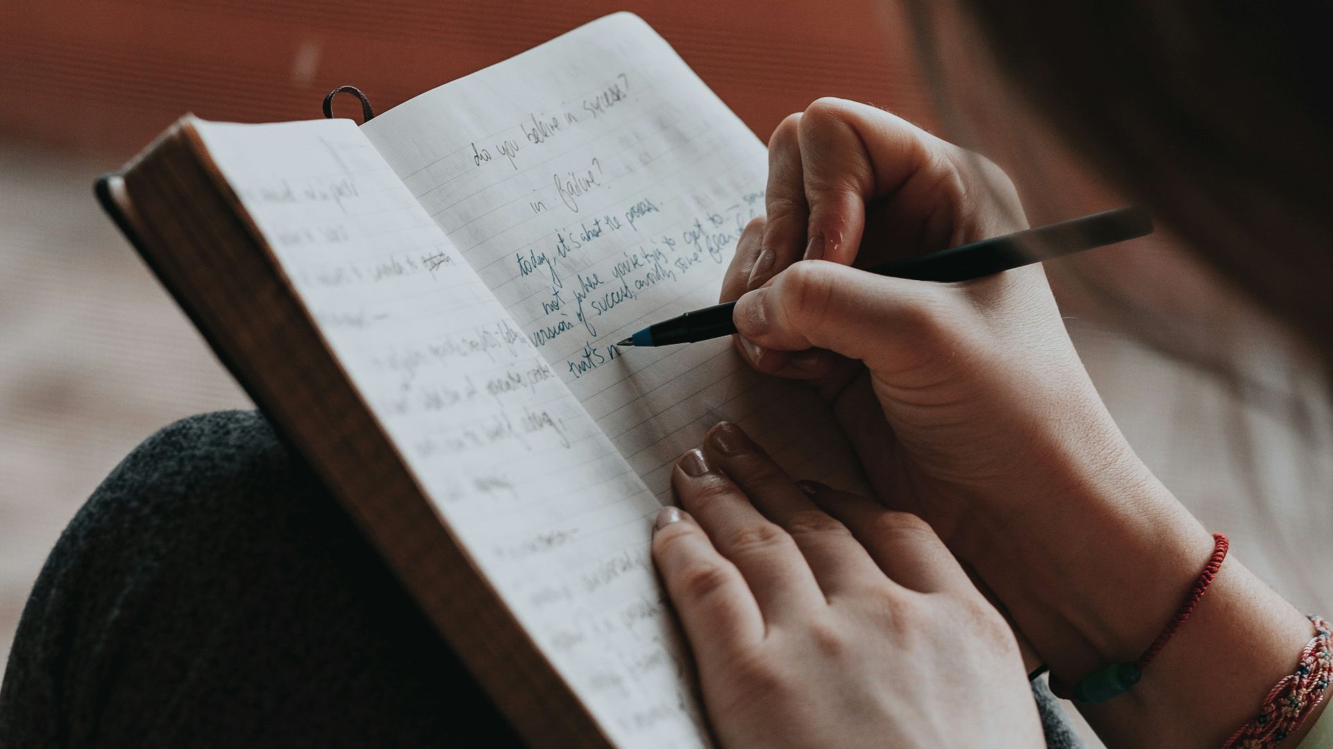 An unknown person writes