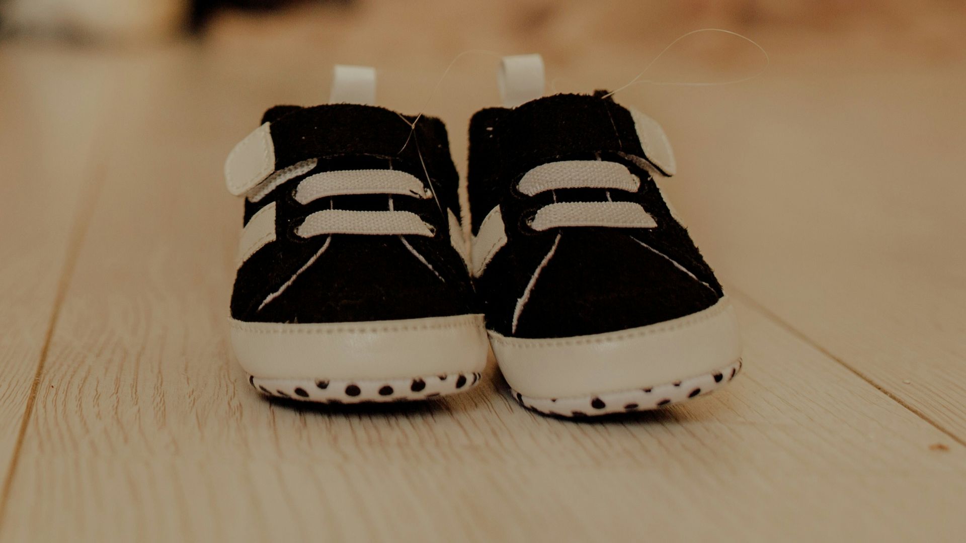 black-and-white crib shoes