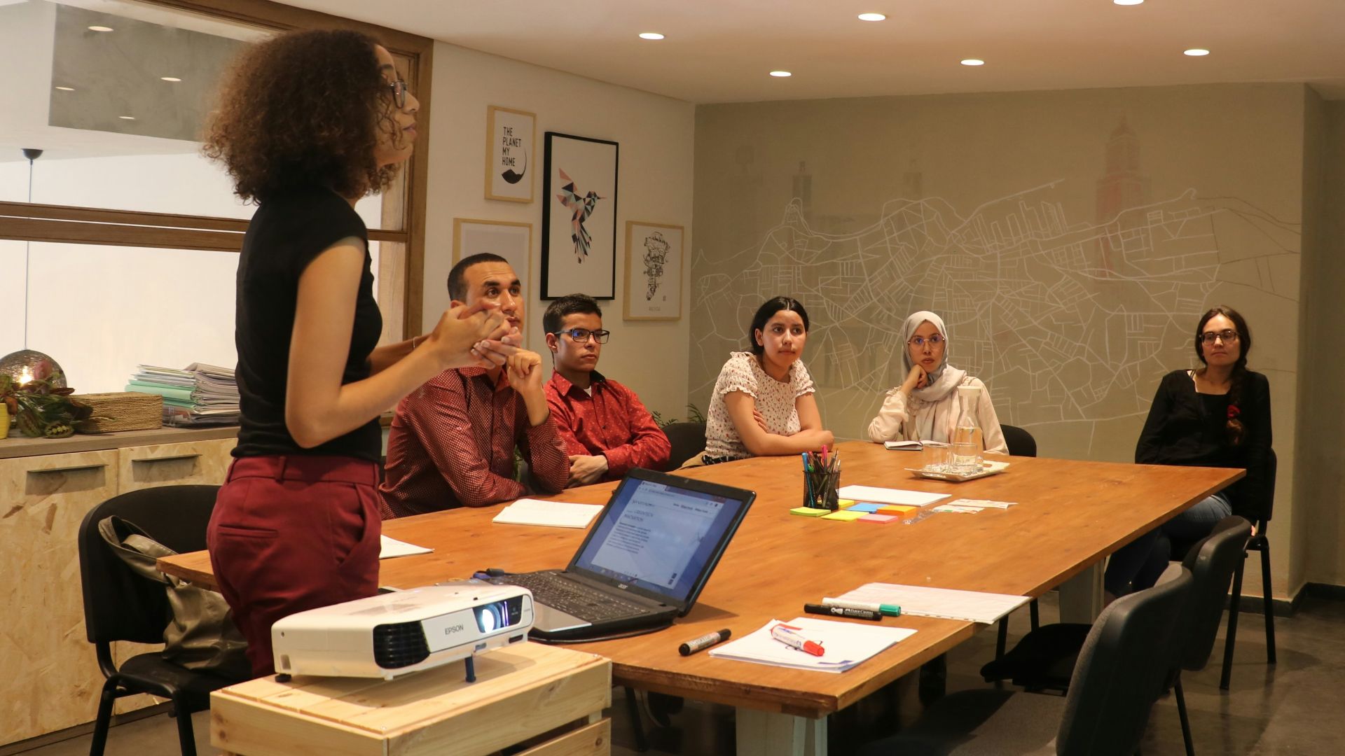 rectangular brown wooden table
