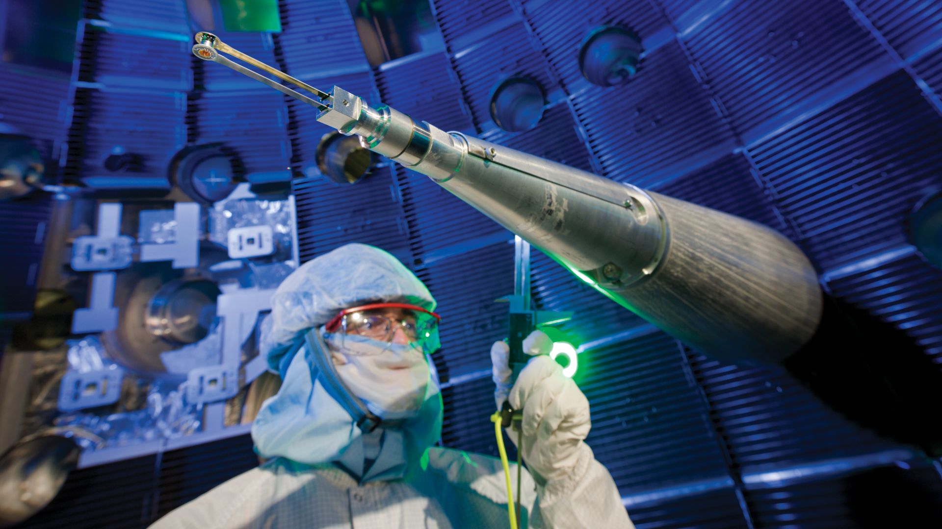 File:Worker inside the target chamber of the National Ignition Facility.jpg